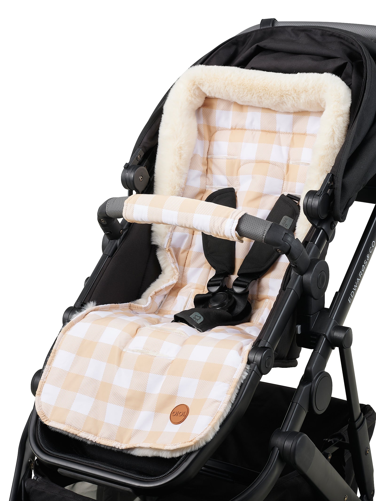 OiOi Reversable Pram Harness Cover Set - Gingham/Wildflower