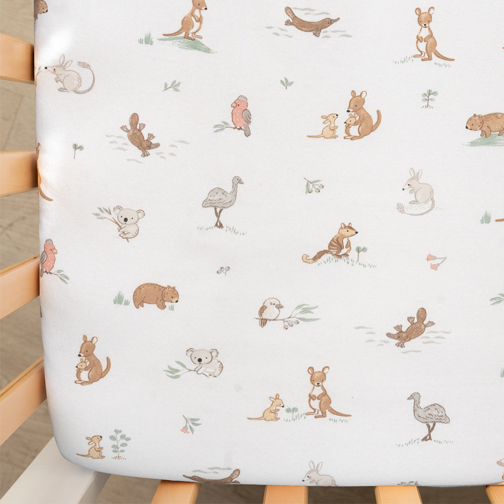 Living Textiles 2 Pk Cot Fitted Sheets - Australiana