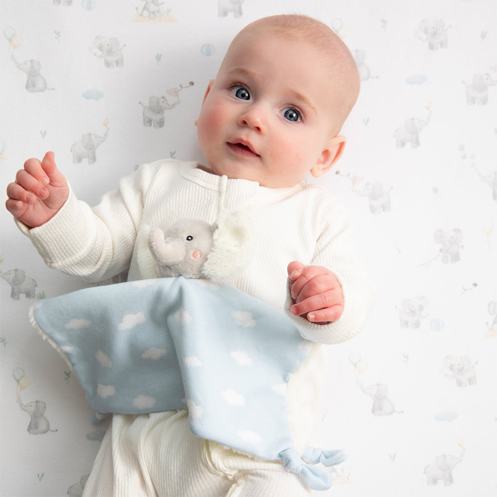 Living Textiles Port A Cot Sheet - Elephant Playtime