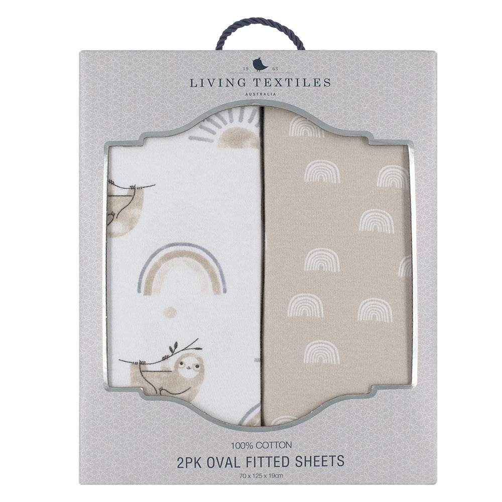 Living Textiles 2pk Oval Cot Fitted Sheets - Happy Sloth