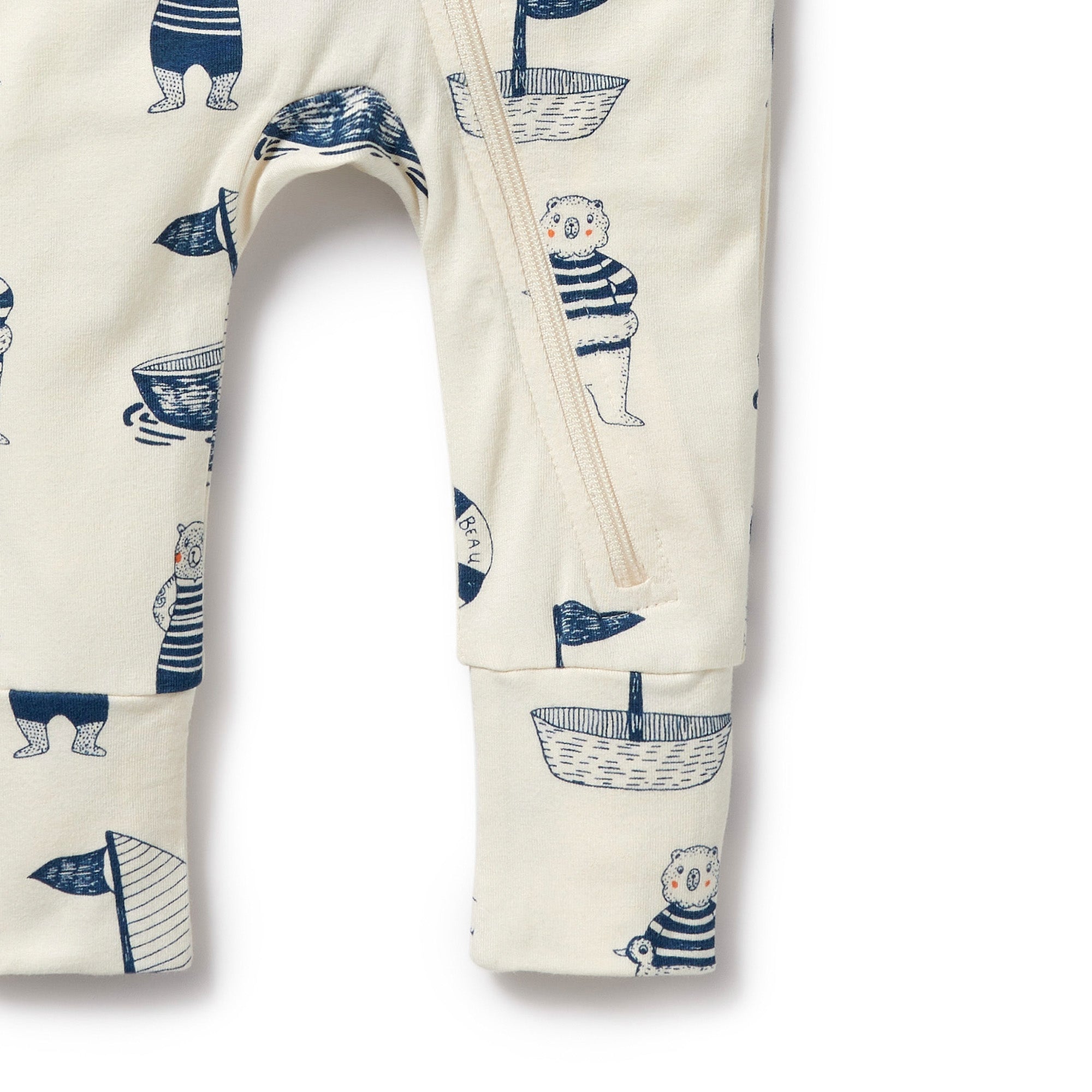 Wilson & Frenchy Nautical Bear Organic Zipsuit with Feet