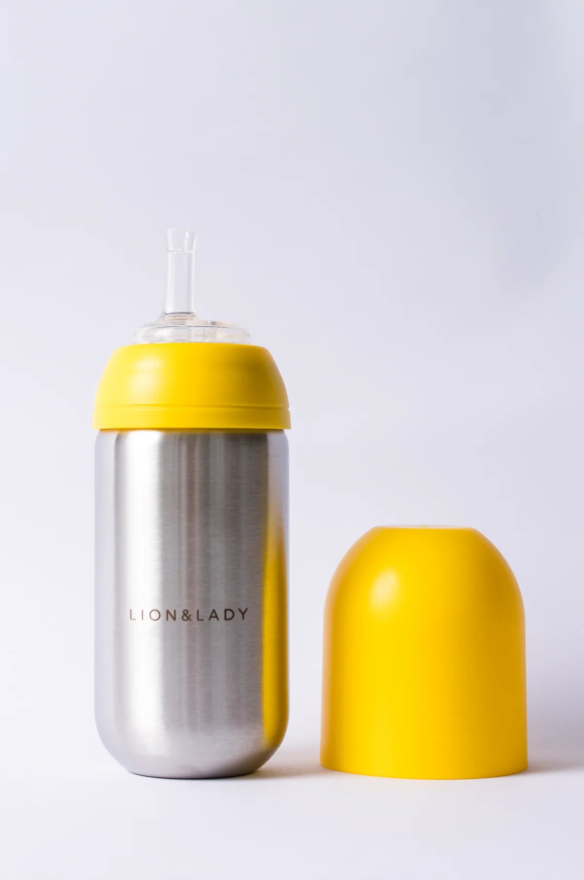 Lion and Lady Toddler Straw Cup 350ml 18/8 Stainless Steel Buttercup Yellow