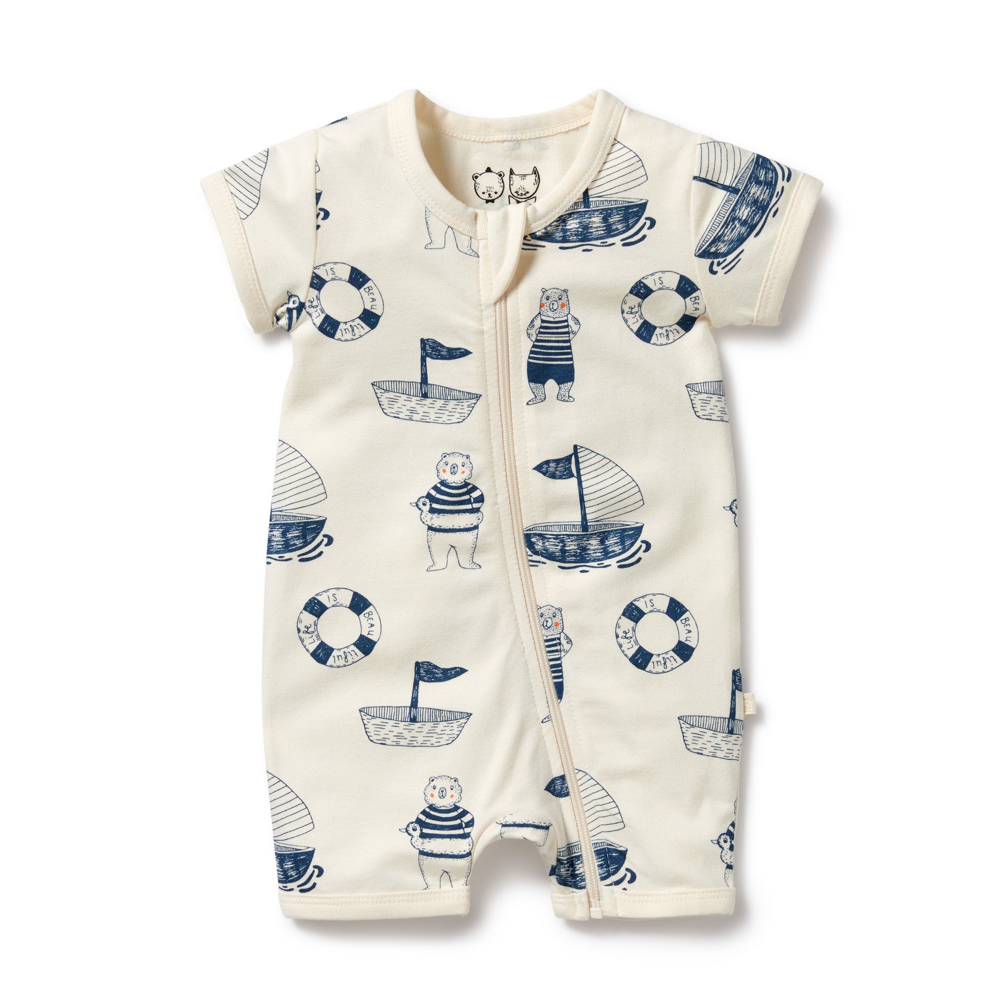 Wilson & Frenchy Nautical Bear Short Sleeve Zipsuit