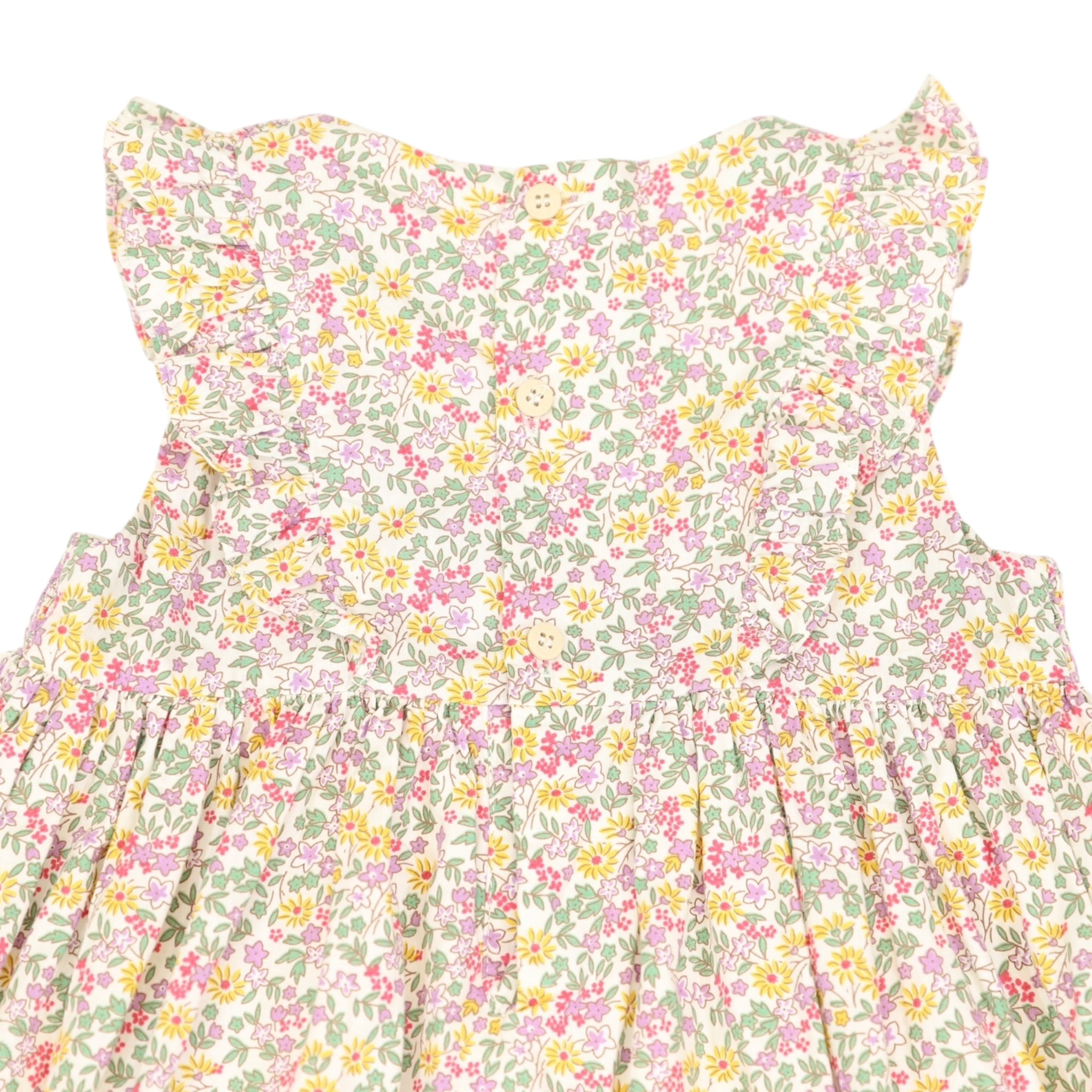 Korango Frill Smocked Dress Yellow Floral