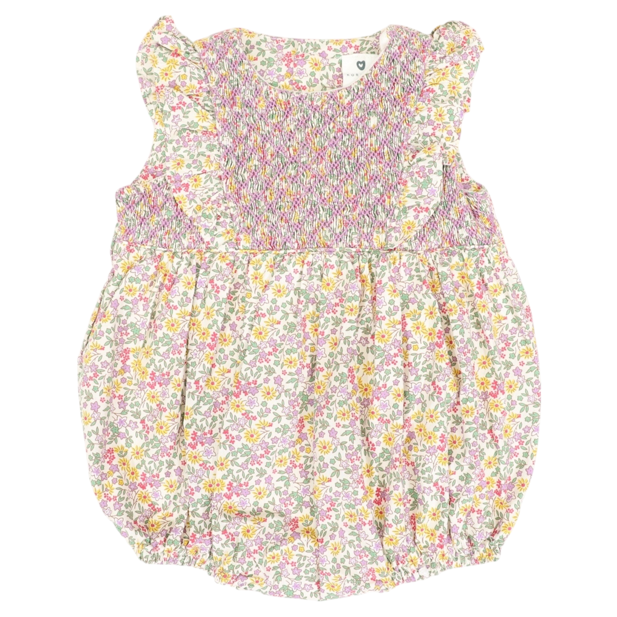 Korango Floral Smocked Sunsuit Yellow Floral
