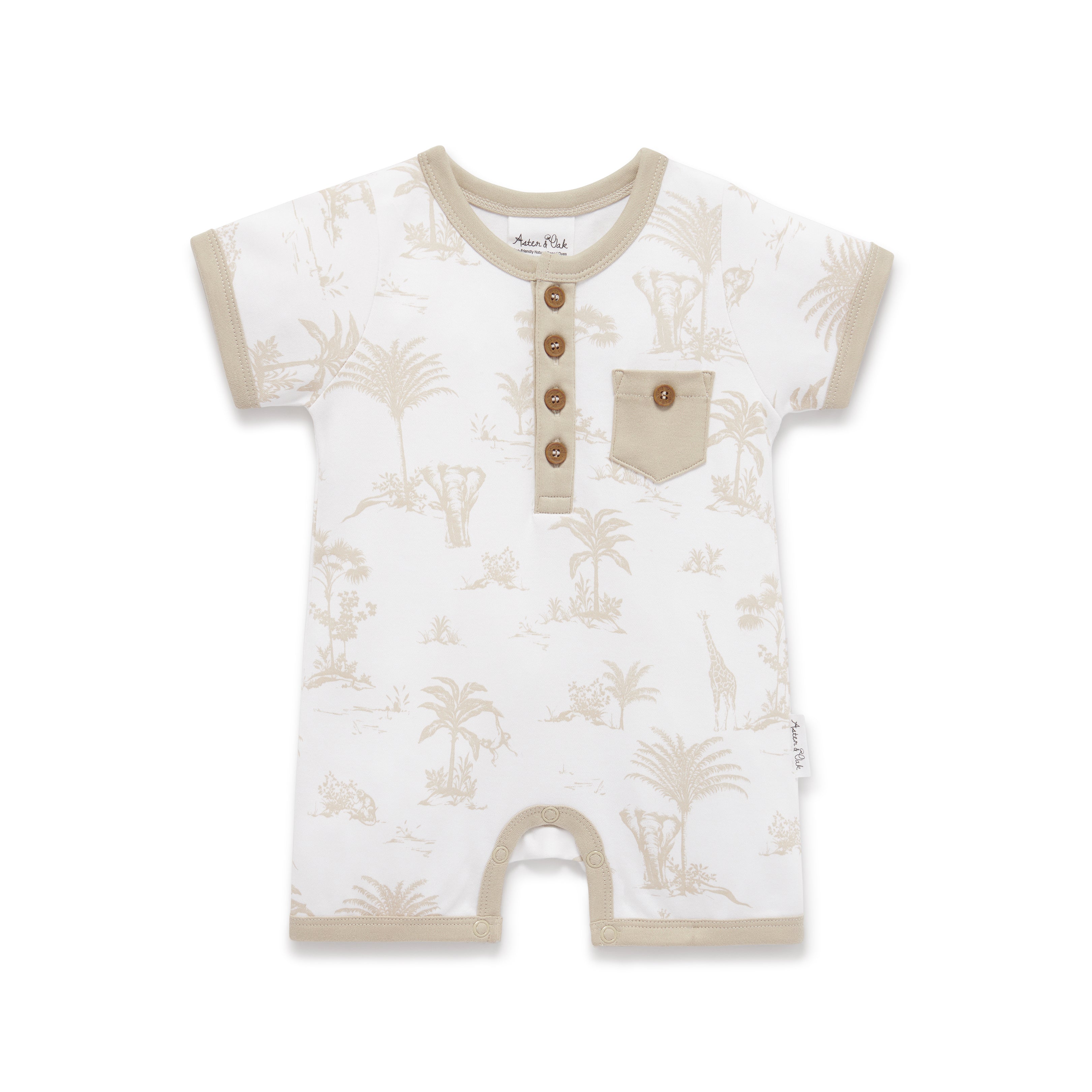 Aster & Oak Jungle Henley Romper - Last One