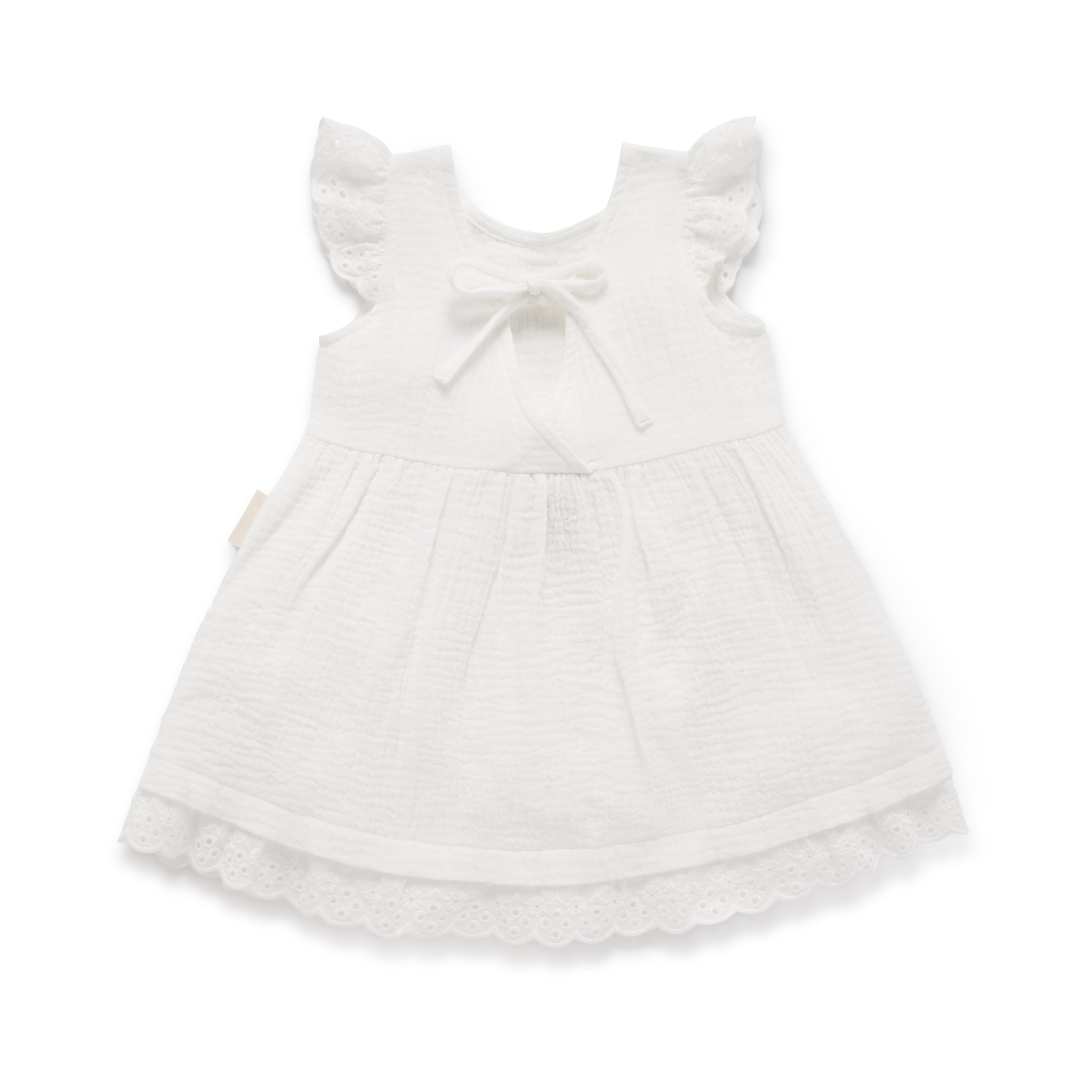 Aster & Oak White Muslin Flutter Dress - Last One