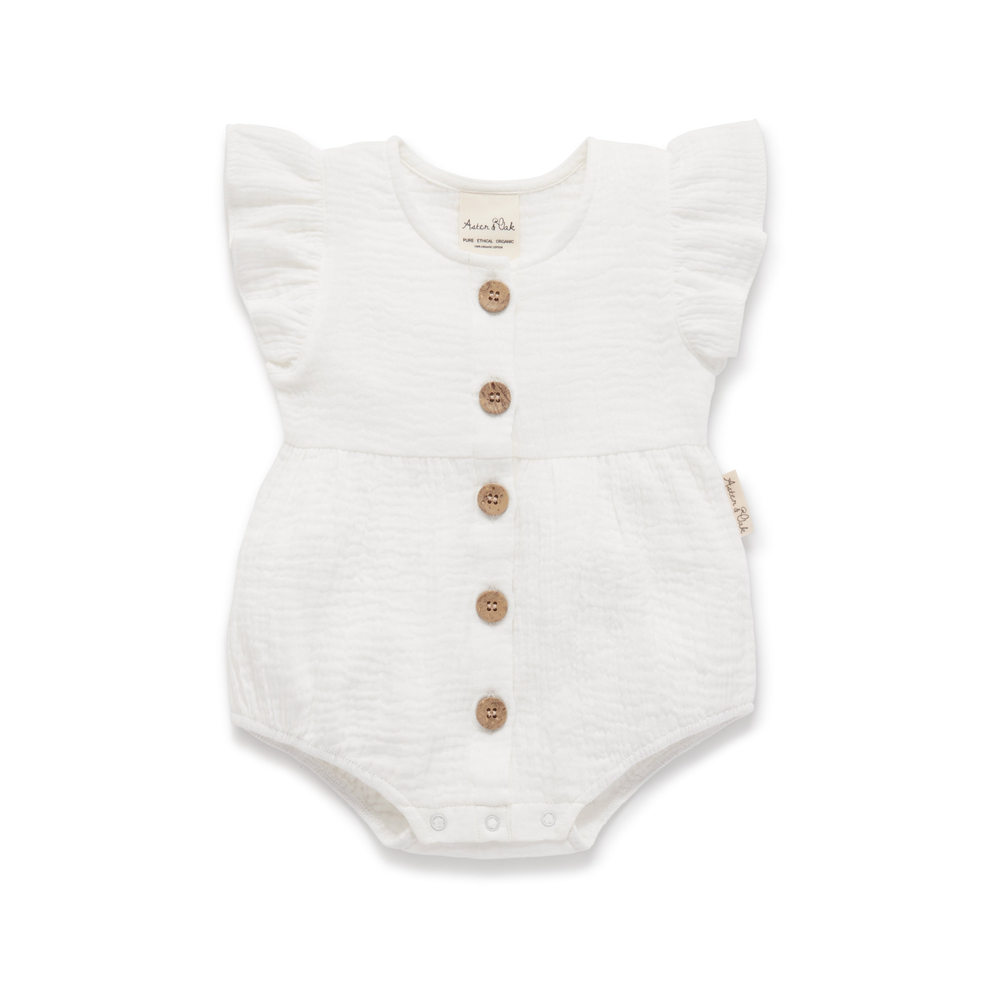 Aster & OaK White Muslin Bubble Romper