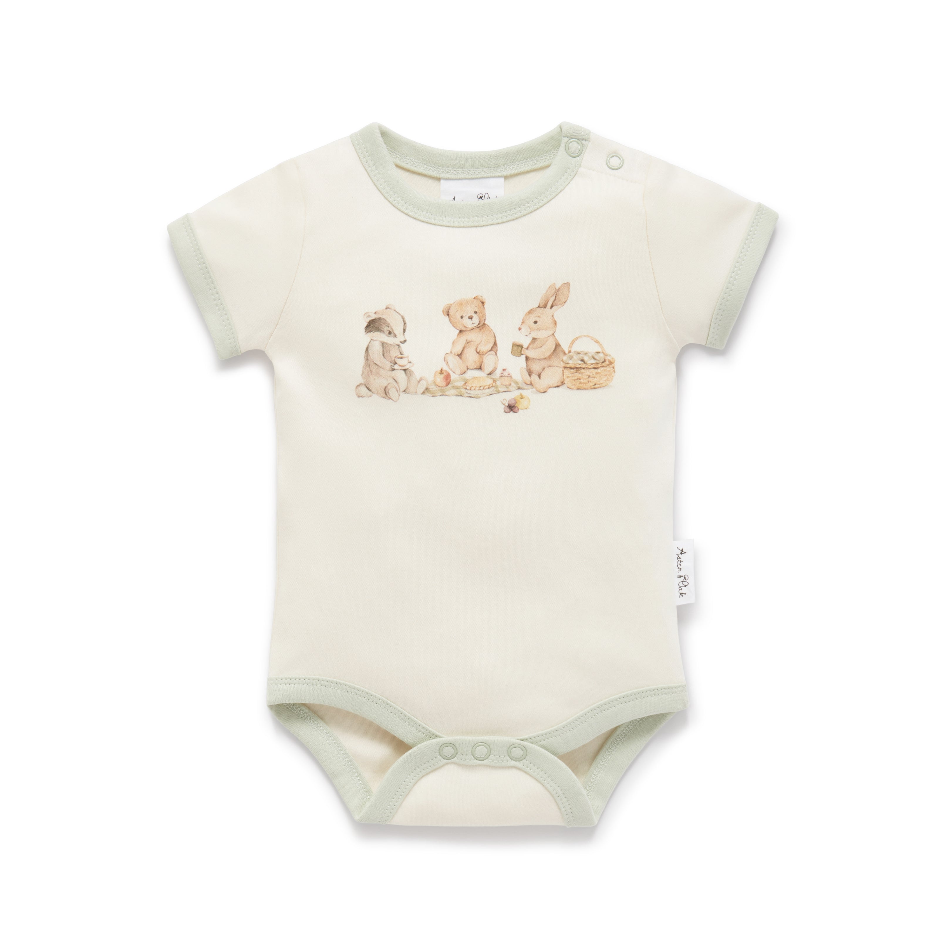 Aster & Oak Teddy Picnic Print Onesie - Last One