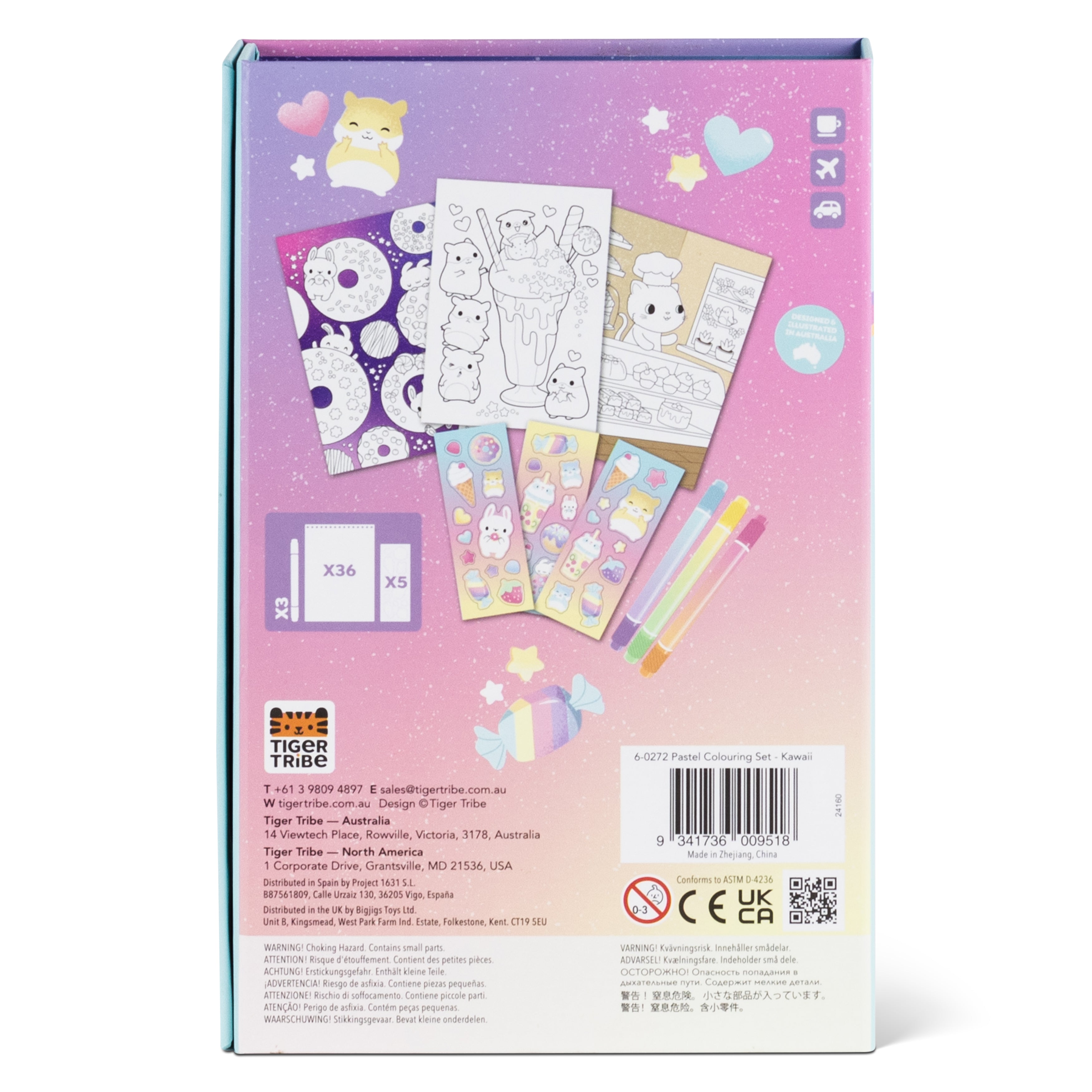 Tiger Tribe Pastel Colouring Set - Kawaii Café