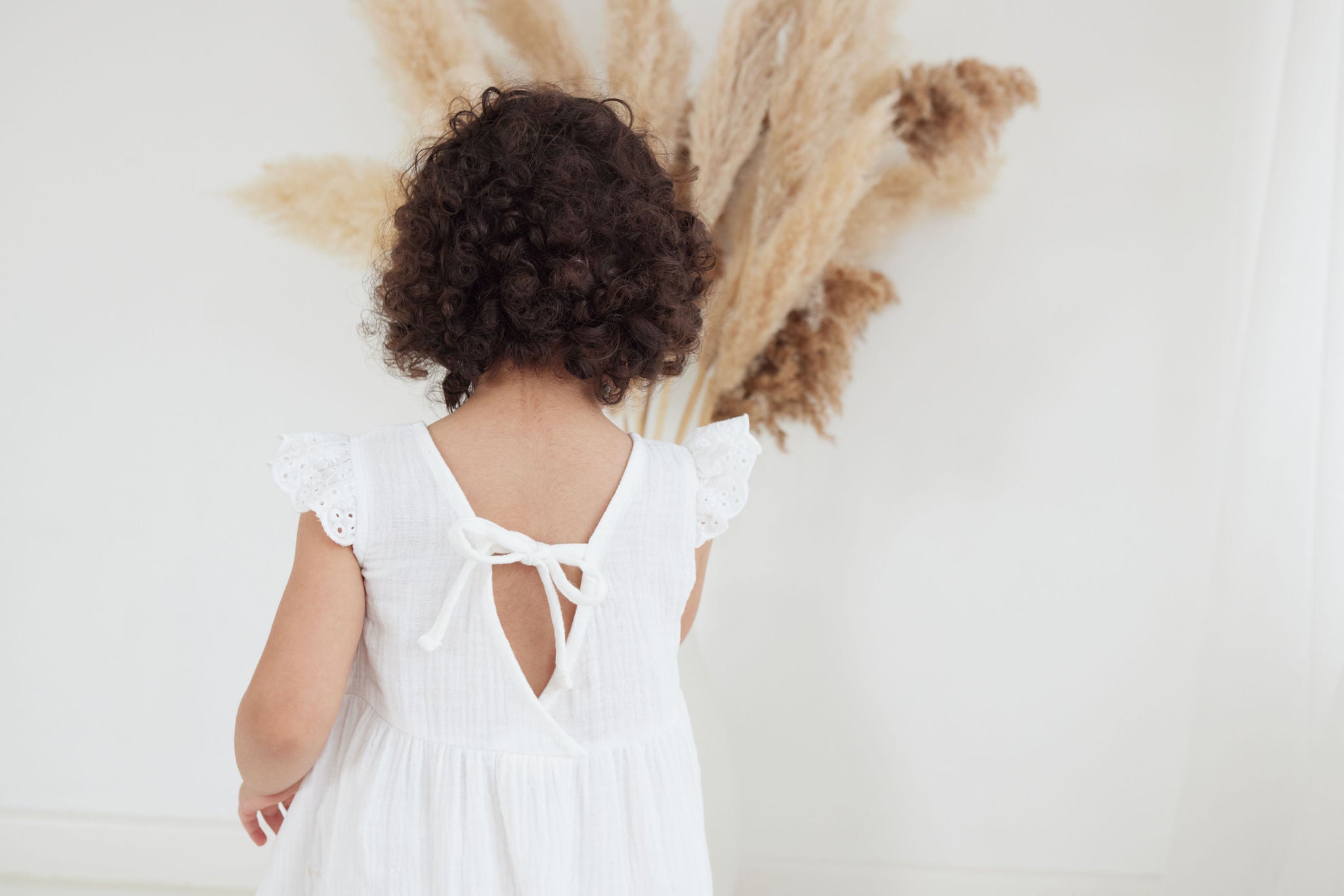 Aster & Oak White Muslin Flutter Dress - Last One