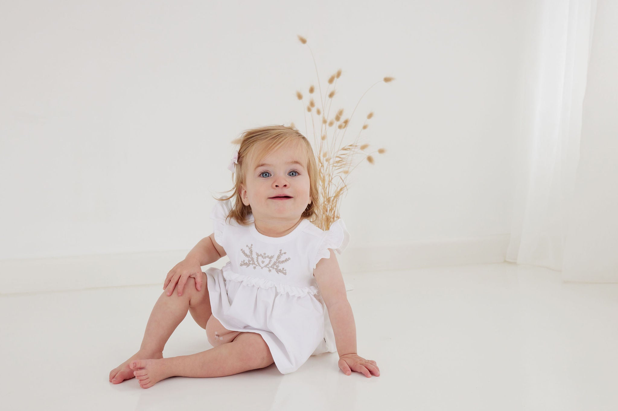 Aster & Oak Embroidered Ruffle Top