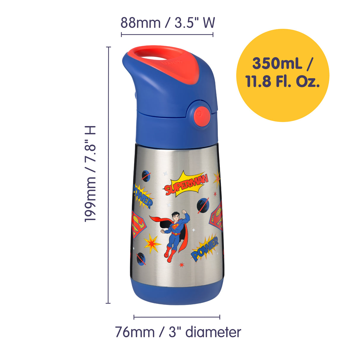 b.box Insulated 350ml Drink Bottle Superman