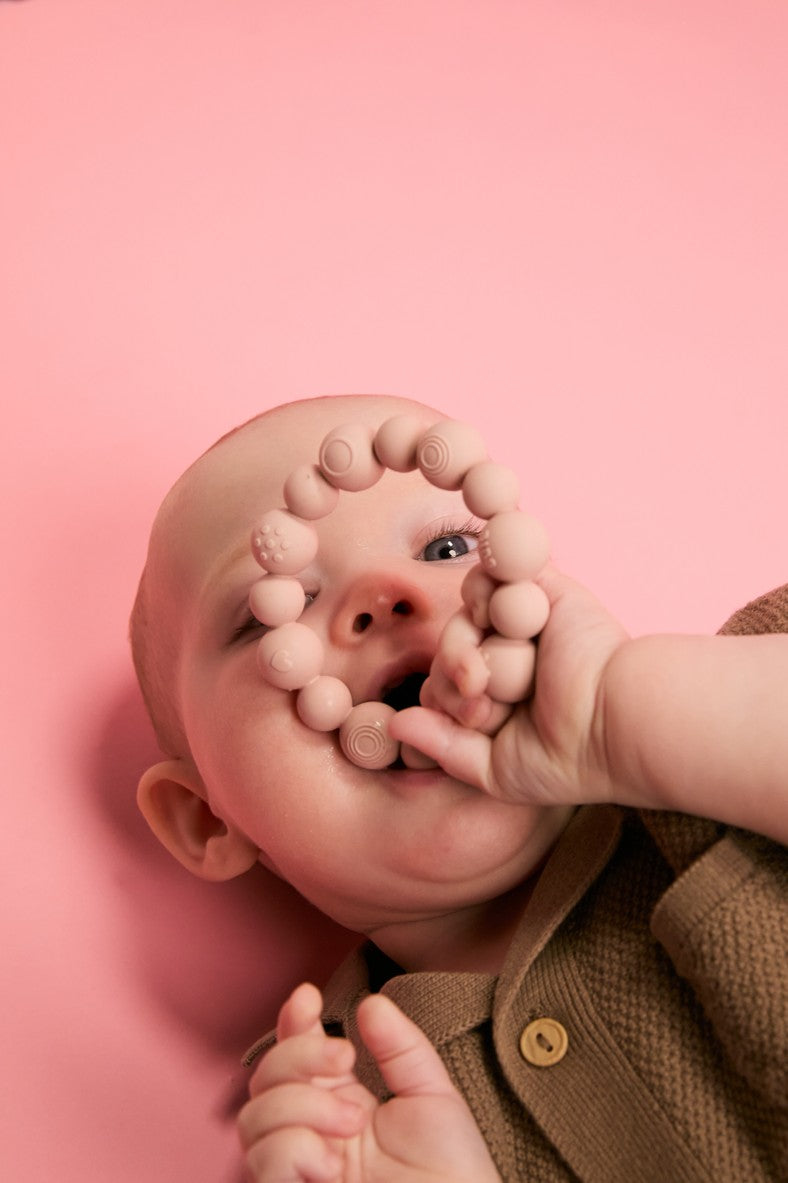 Bibs Teething Ring Beaded Blush