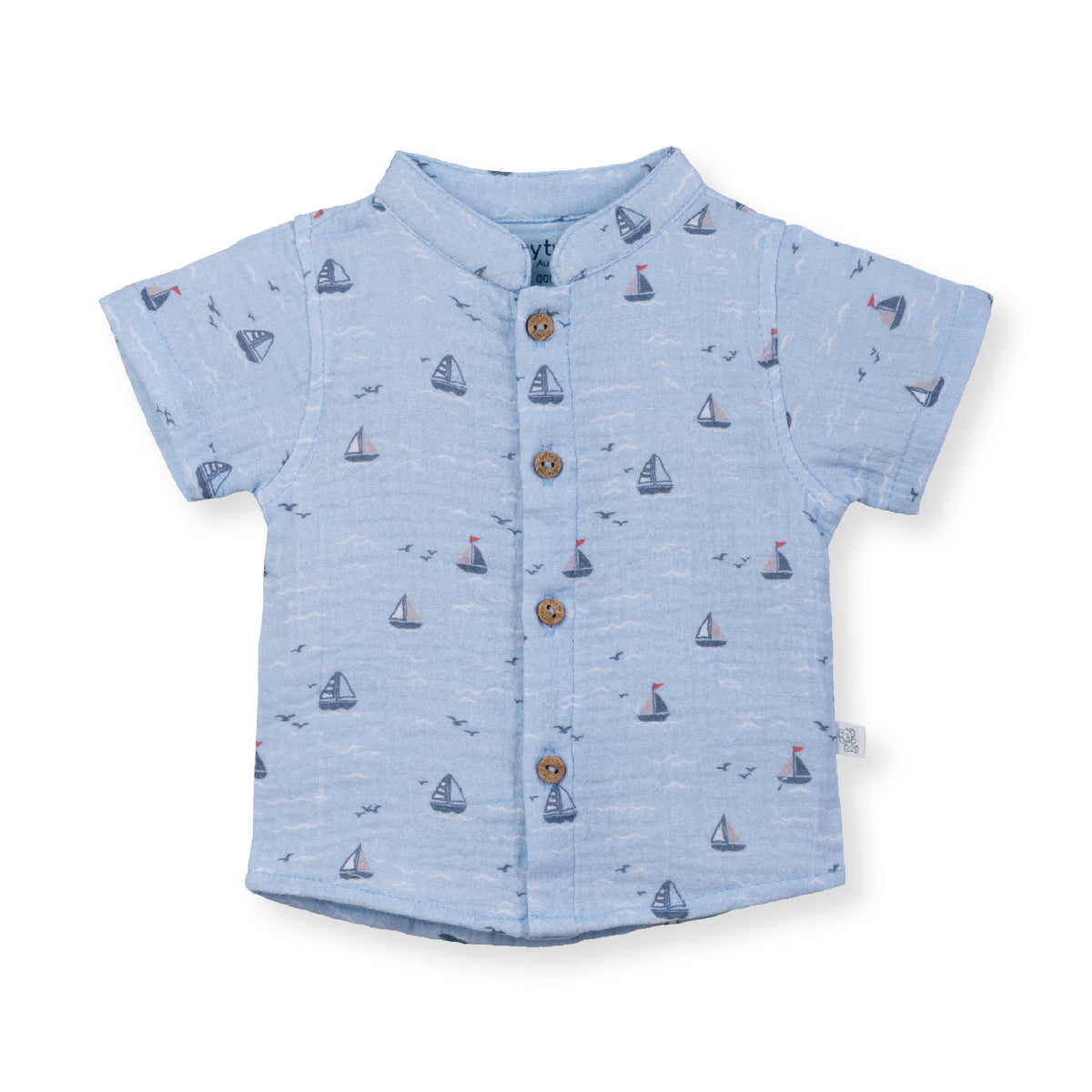 Tiny Twig Button Up Shirt Sail Boat
