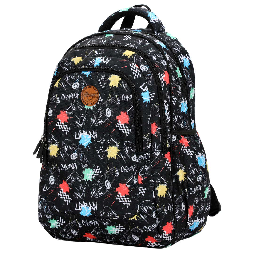 Alimasy Large School Backpack - Black Urban