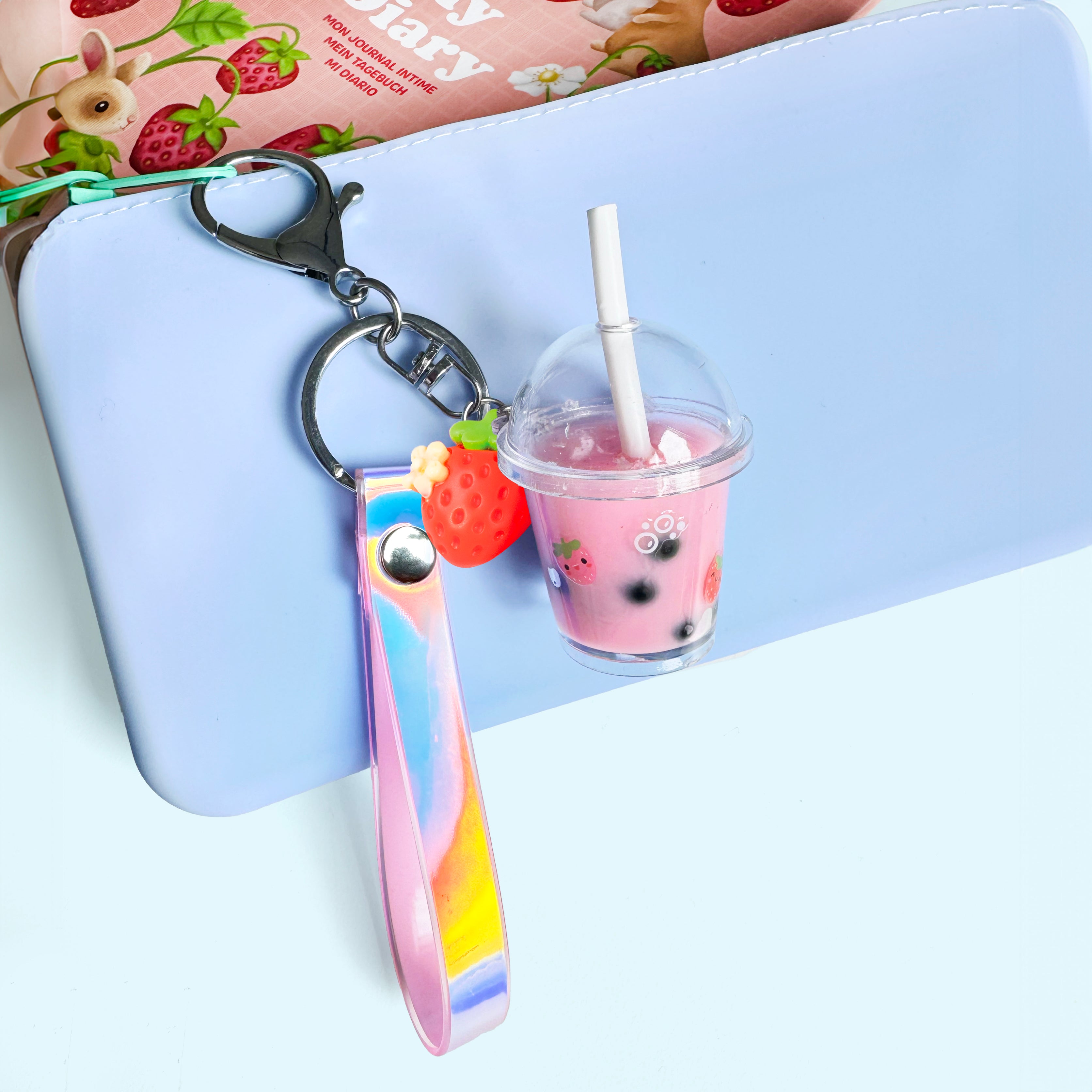Tiger Tribe Bag Charm Kit Strawberry Bubble Tea