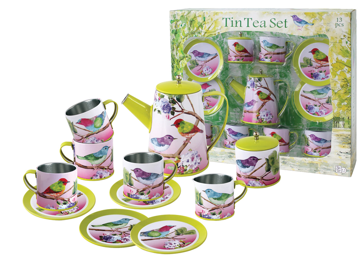 Kaper Kidz Tin Tea Set - 13 Pcs Birds