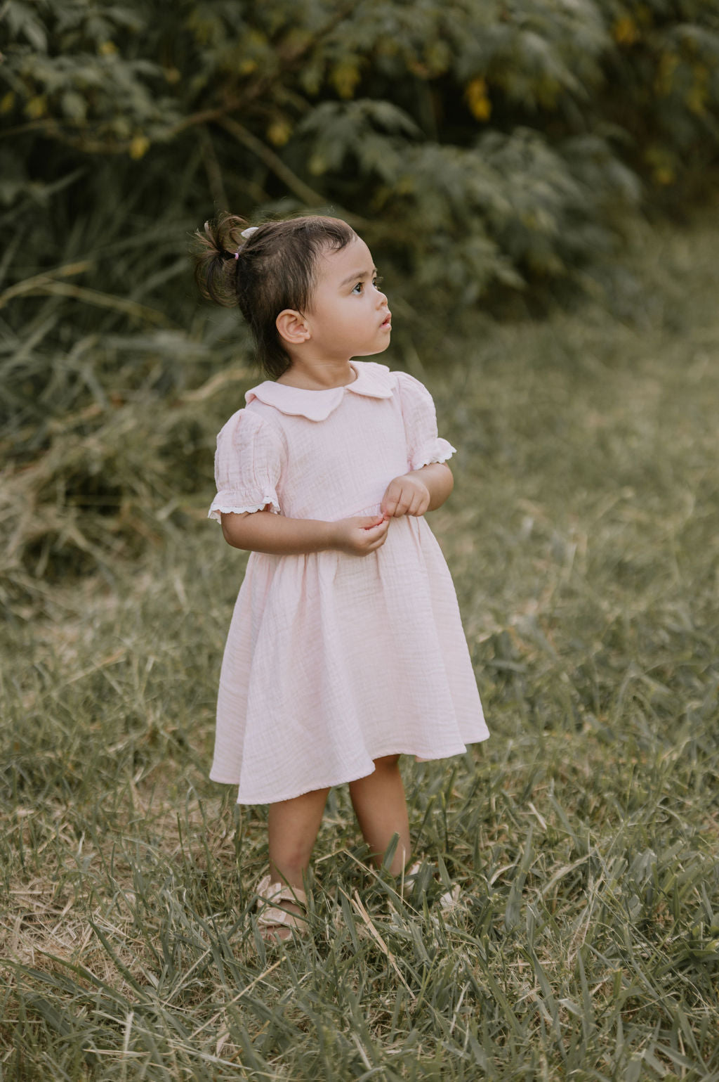 Aster & Oak Pink Muslin Trim Dress