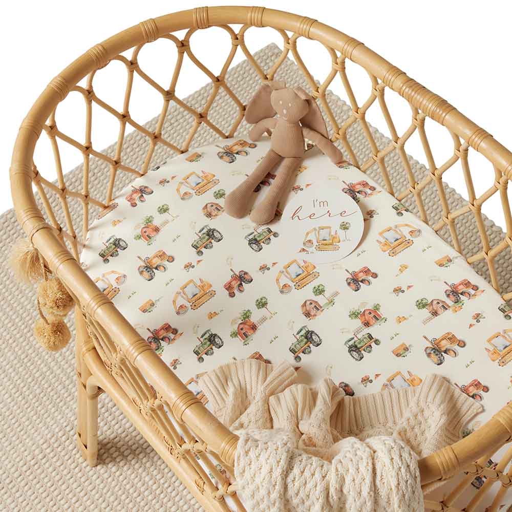 Snuggle Hunny Diggers and Tractors Organic Bassinet Sheet Change Pad Cover