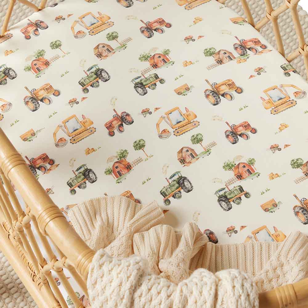 Snuggle Hunny Diggers and Tractors Organic Bassinet Sheet Change Pad Cover