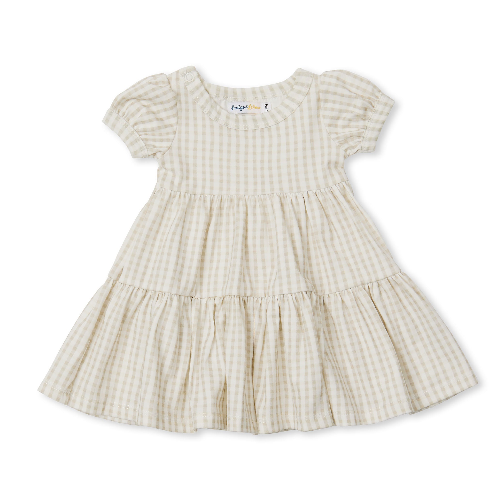 Indigo & Lellow Eden Tiered Dress - Sage Gingham