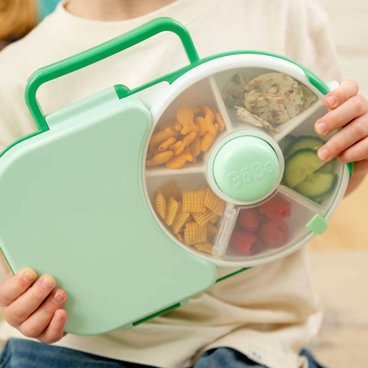 GoBe Kids Snack Container Snack Spinner (Large) - Reusable Bento Style  Divided Snack Containers for Lunch, Travel, On The Go