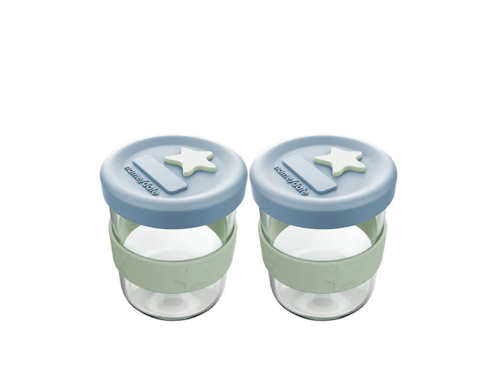 Cherub Baby Silicone & Glass Baby Food Storage 2pk 180ml