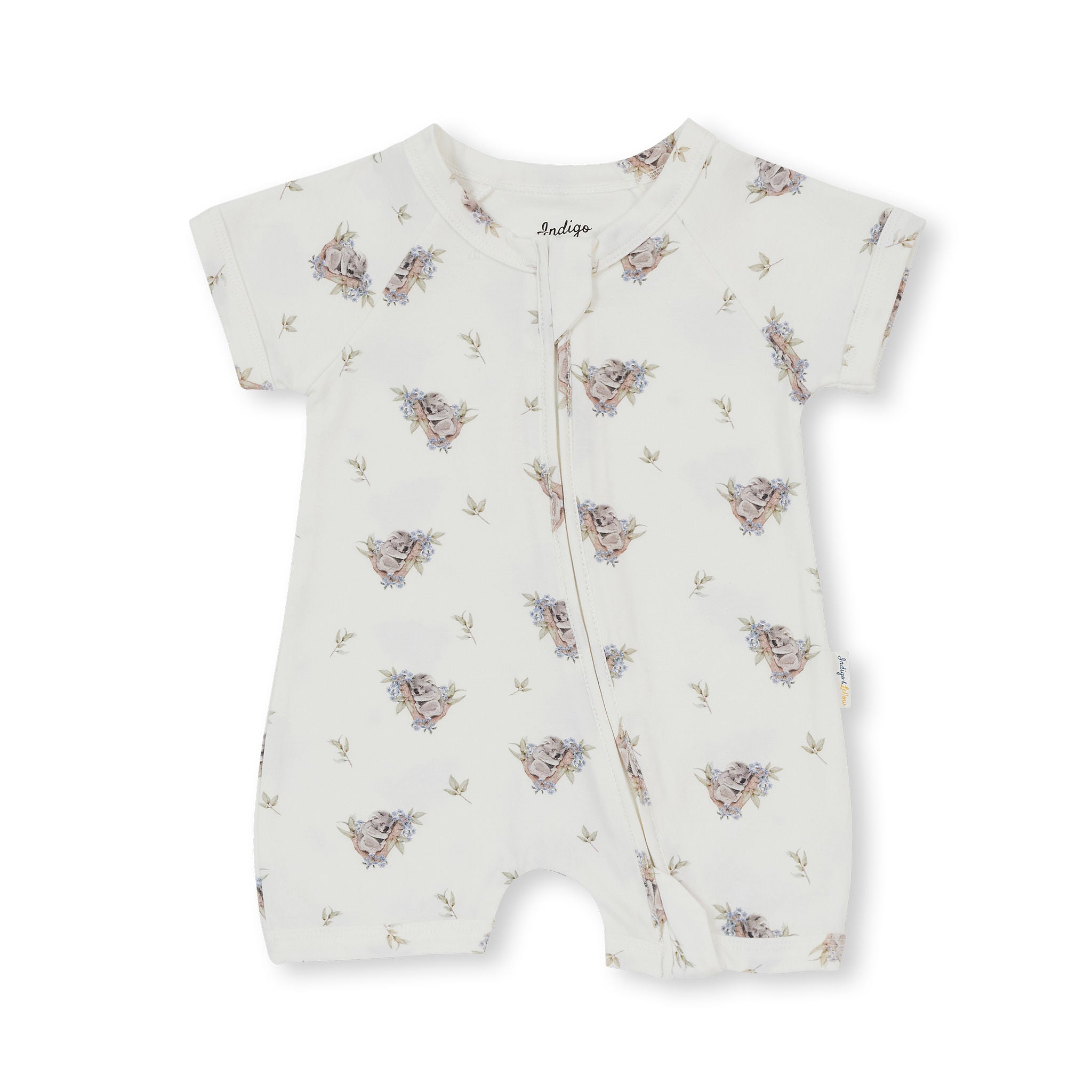 Indigo & Lellow Grayson Short Sleeve Zipsuit - Koala