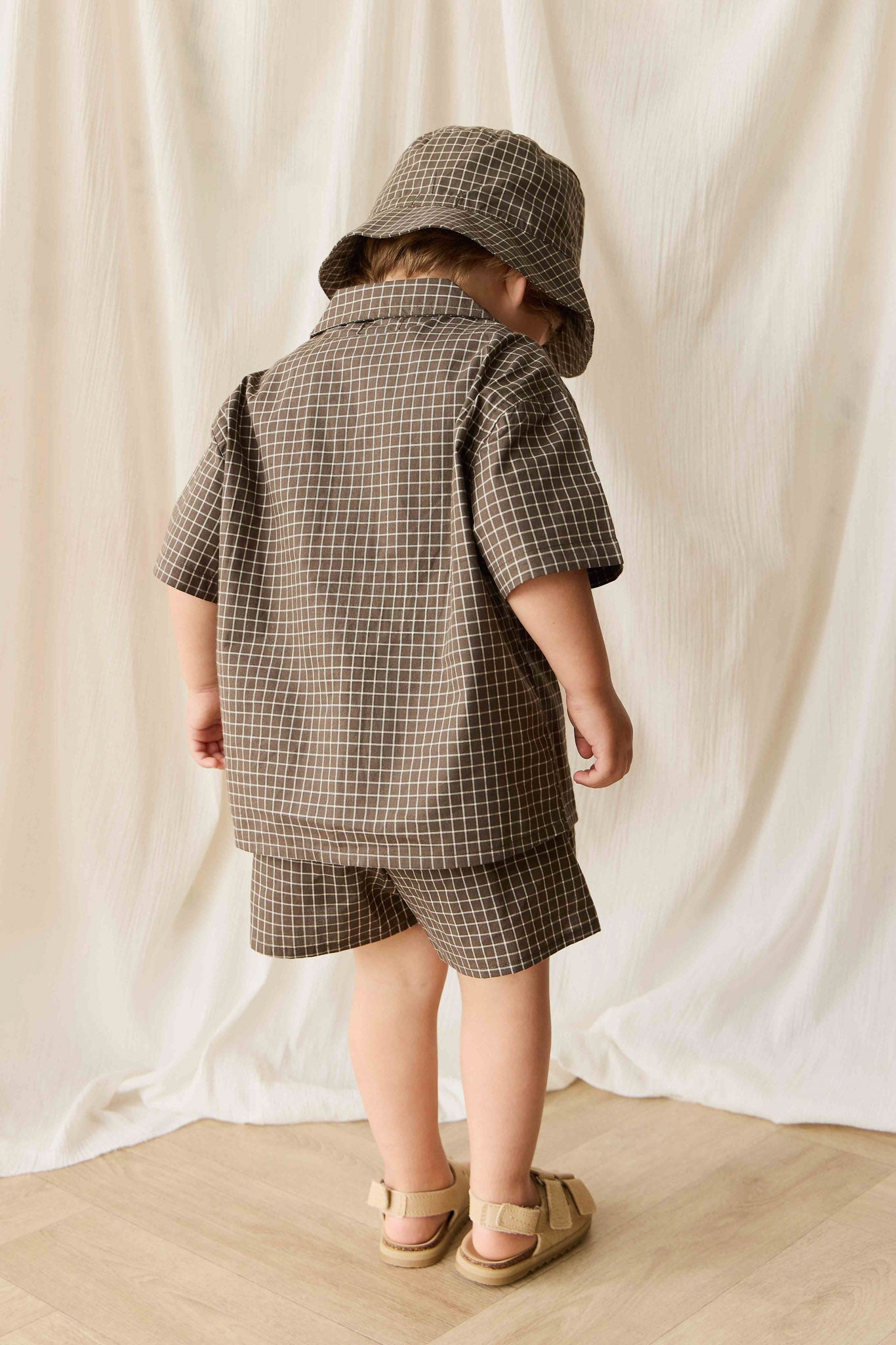 Jamie Kay Organic Cotton Silas Short - Coffee Grid
