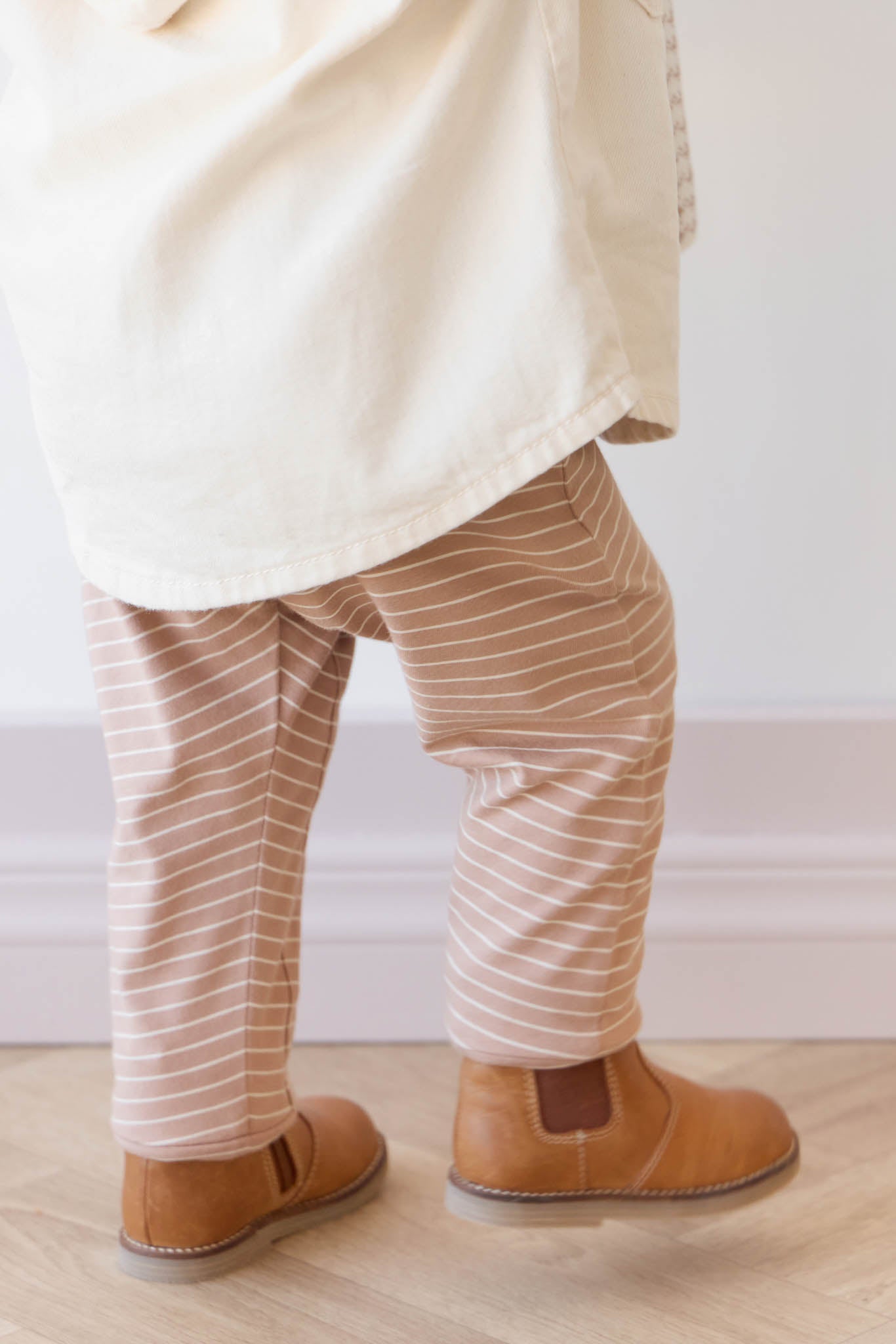 Jamie Kay Organic Cotton Shaun Pant - Daily Stripe Pale Terracotta/Buff