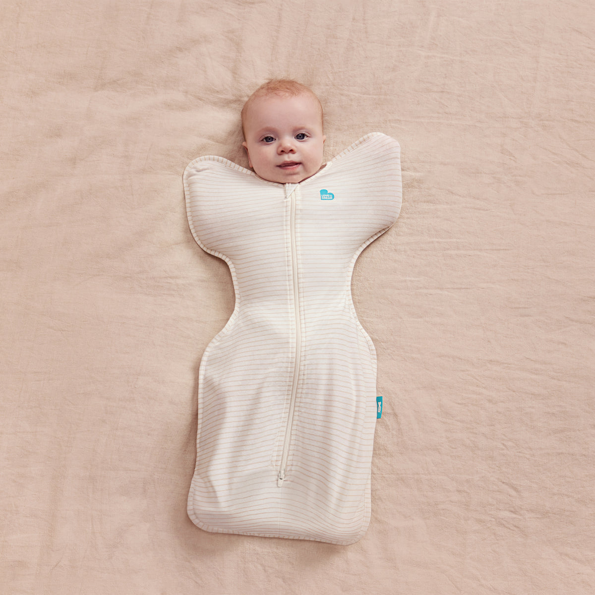 Love To Dream Swaddle Up 0.2 tog Cotton Tan Breton Stripe
