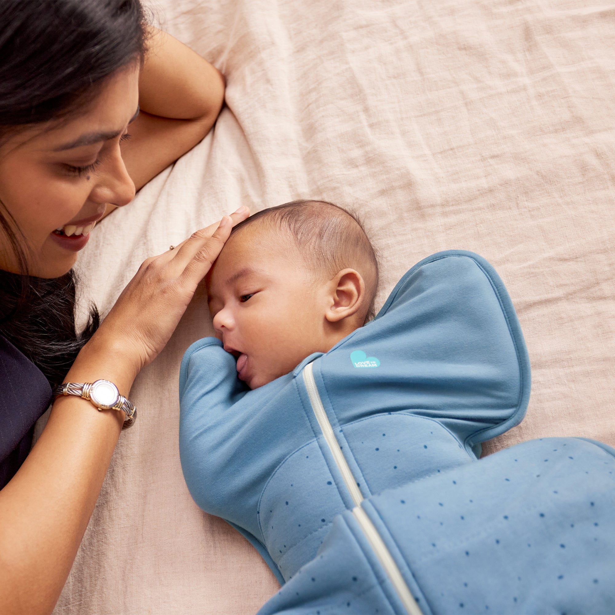 Love to Dream Swaddle Up 2.5 tog Quilted Stretch Cotton Pebbles Blue