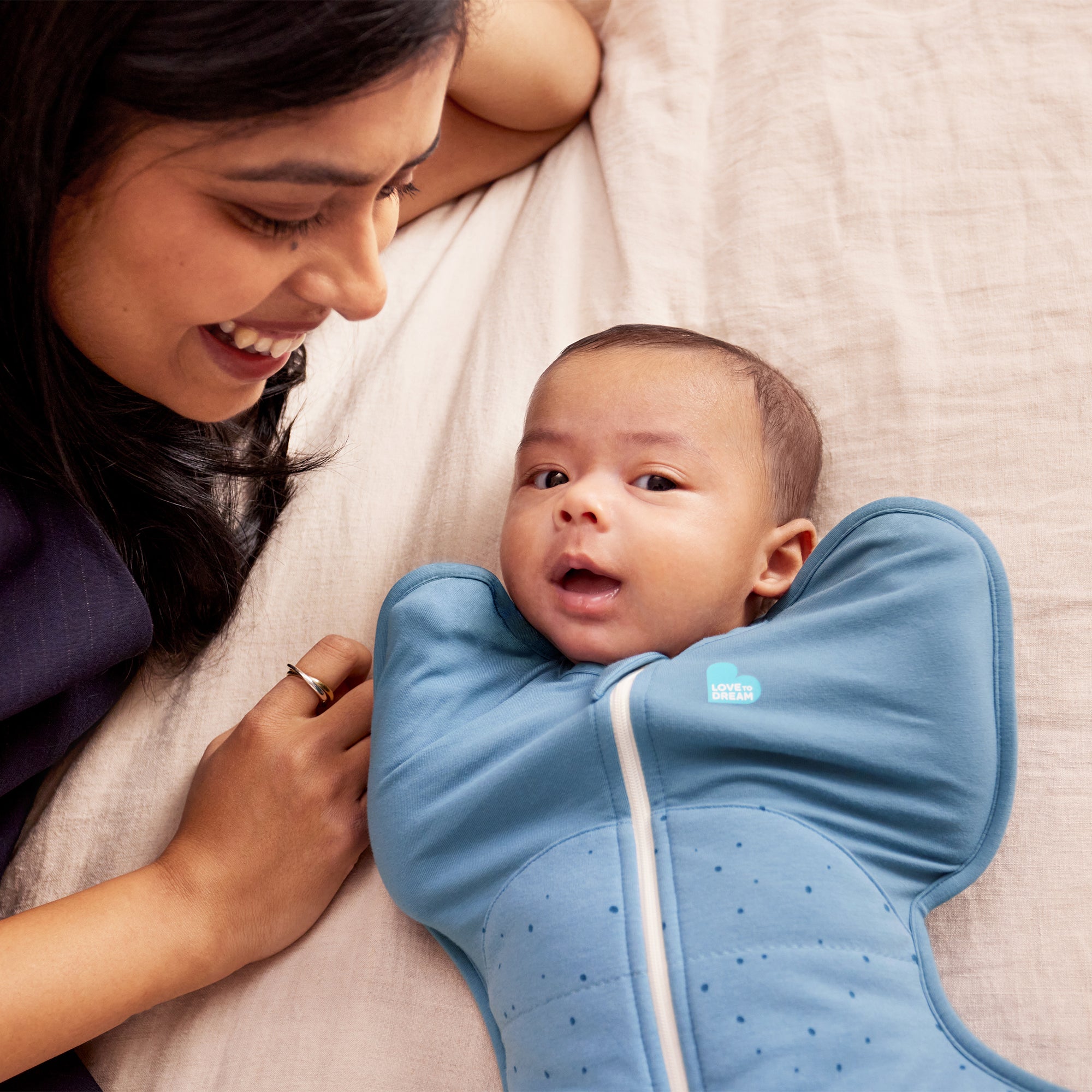 Love to Dream Swaddle Up 2.5 tog Quilted Stretch Cotton Pebbles Blue