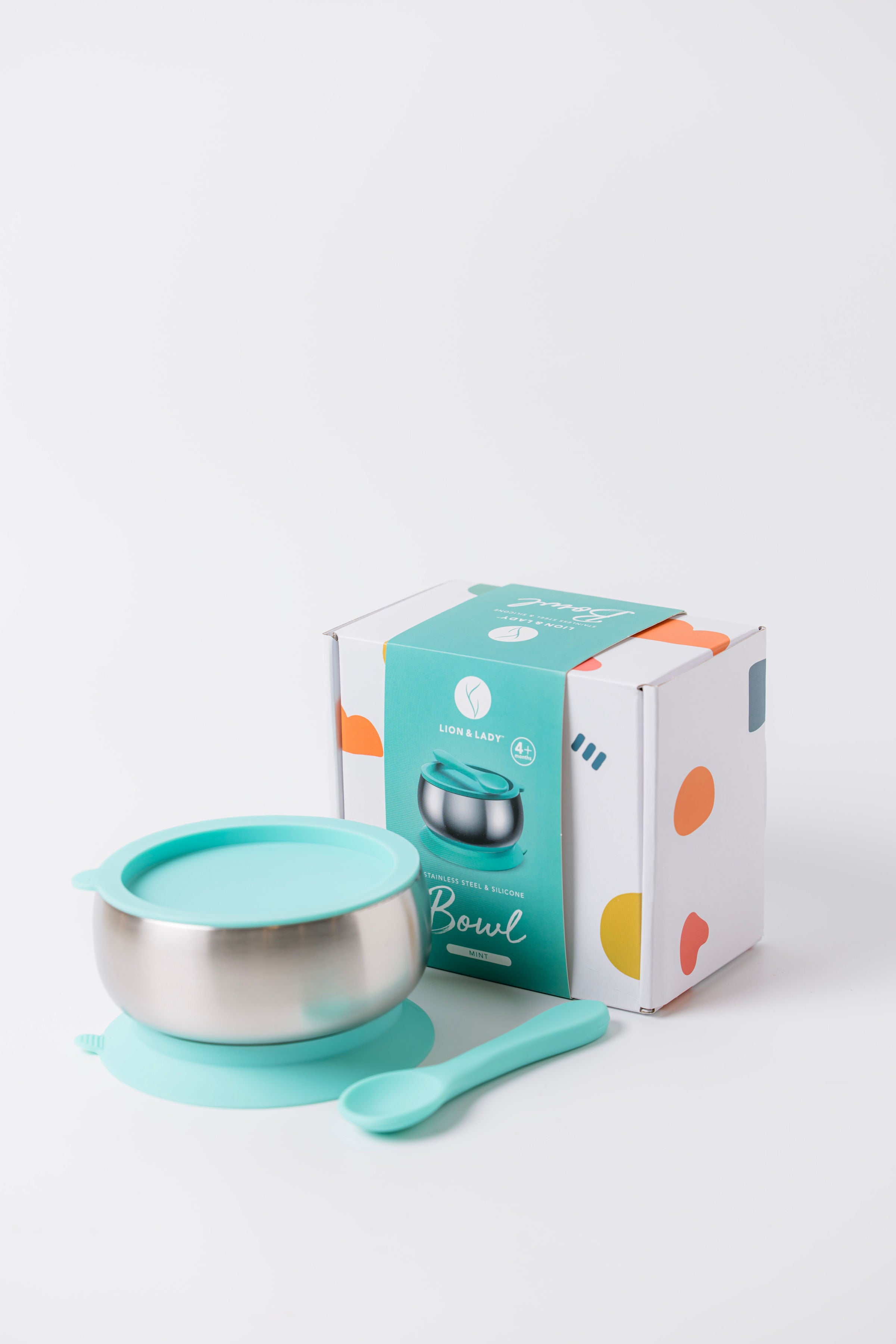 Lion and Lady 18/8 Stainless Steel Feeding Bowl with Suction Base Mint