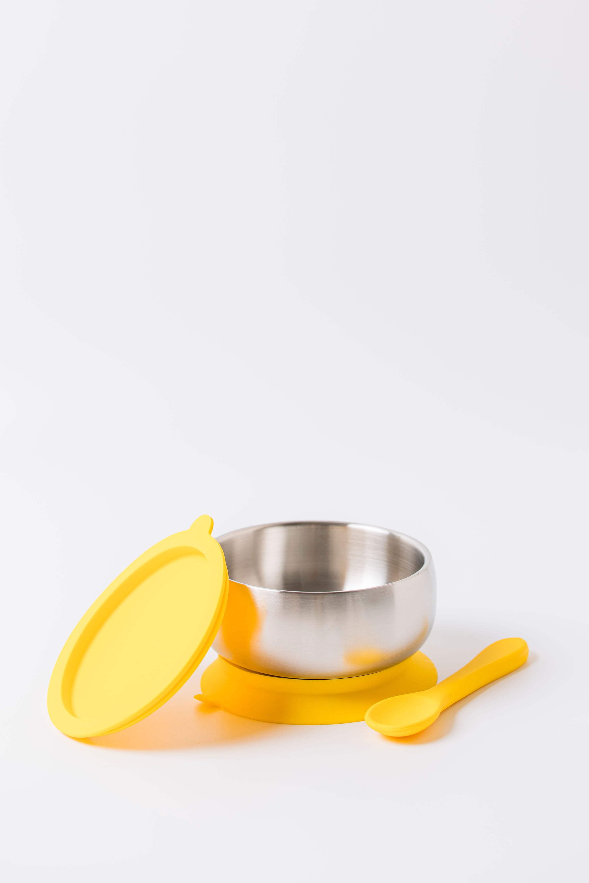 Lion and Lady 18/8 Stainless Steel Feeding Bowl with Suction Base Buttercup Yellow