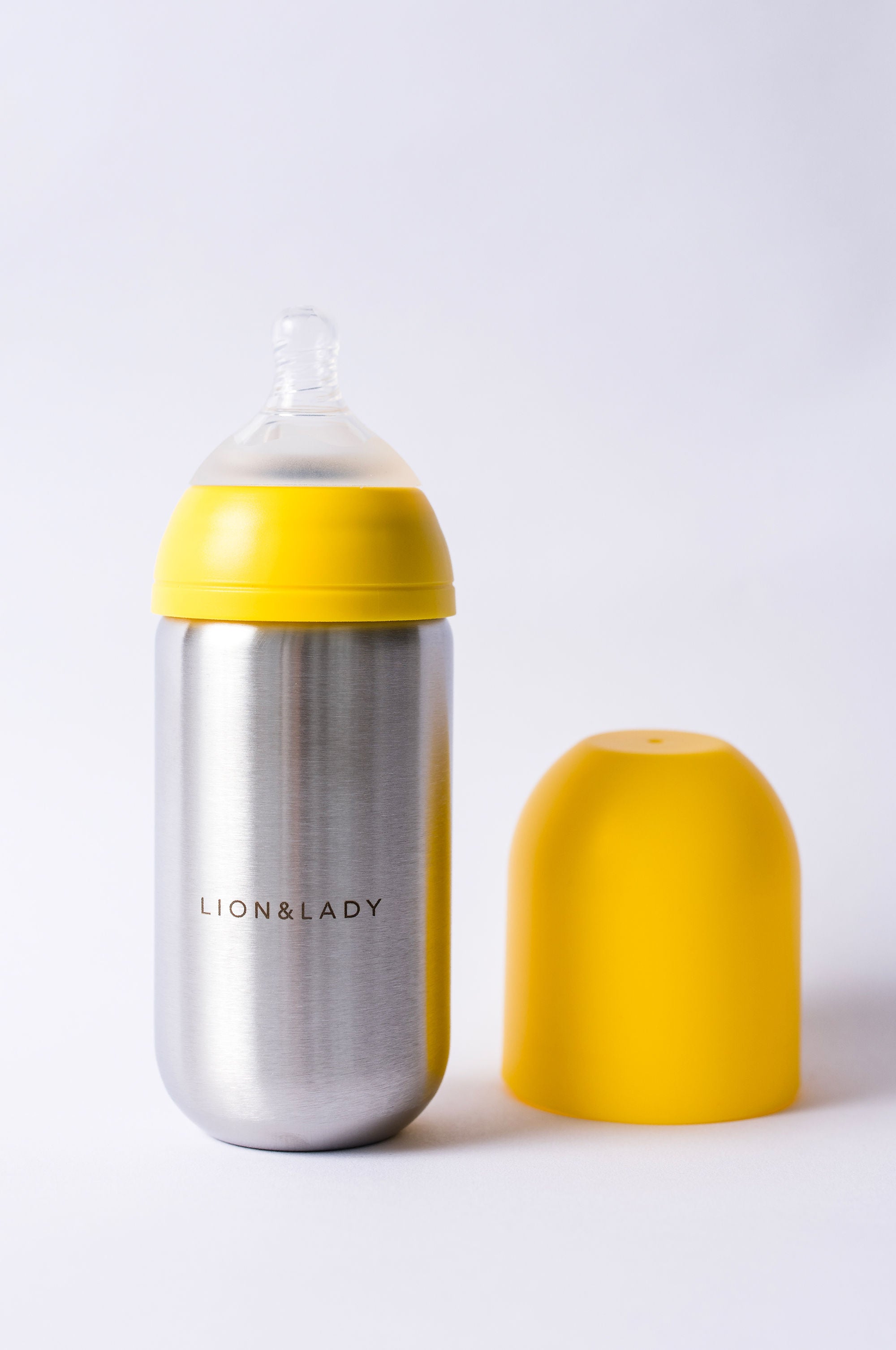 Lion and Lady 350ml Stainless Steel Baby Bottle Buttercup Yellow