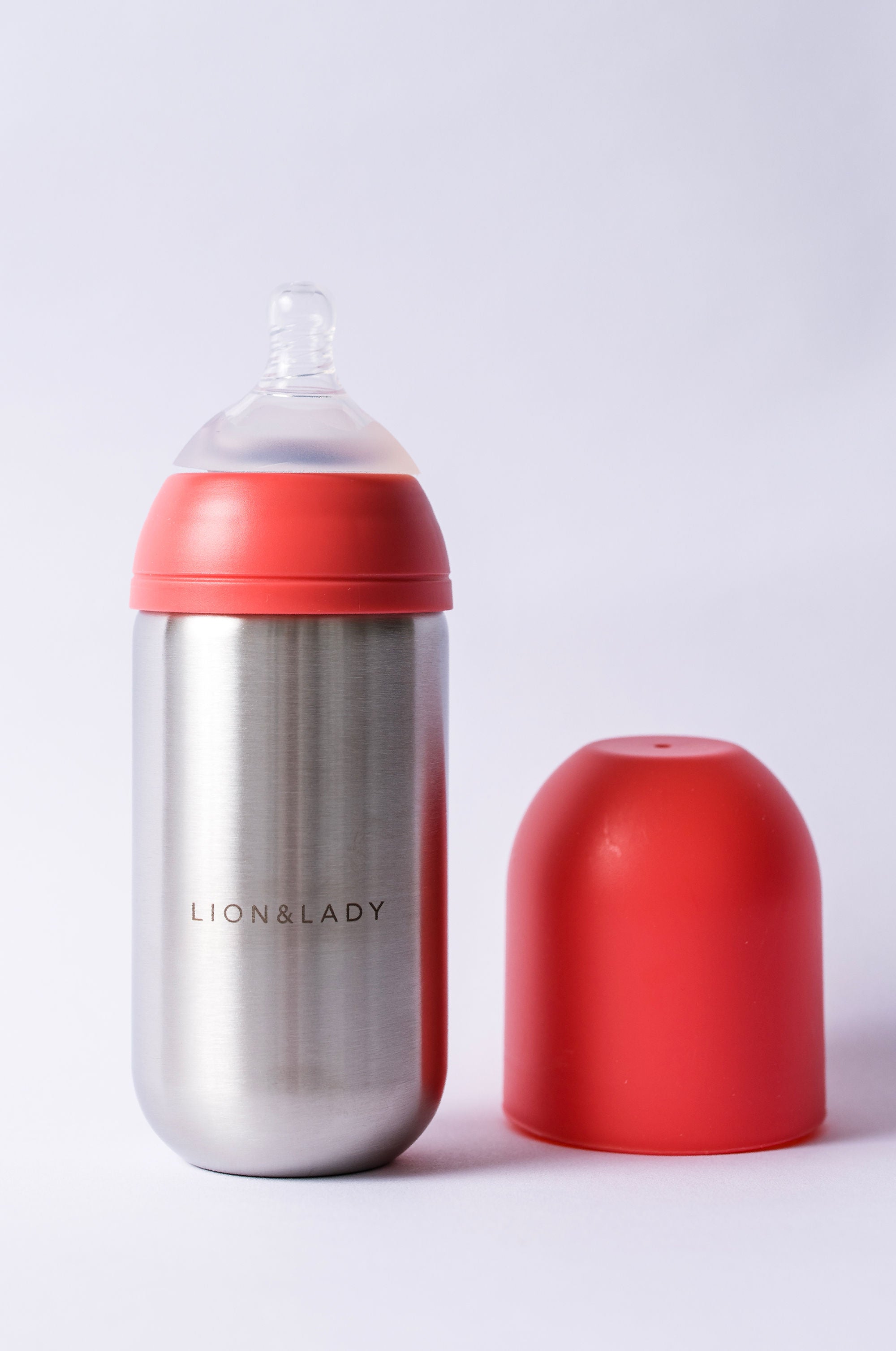 Lion and Lady 350ml Stainless Steel Baby Bottle Fuchsia Pink