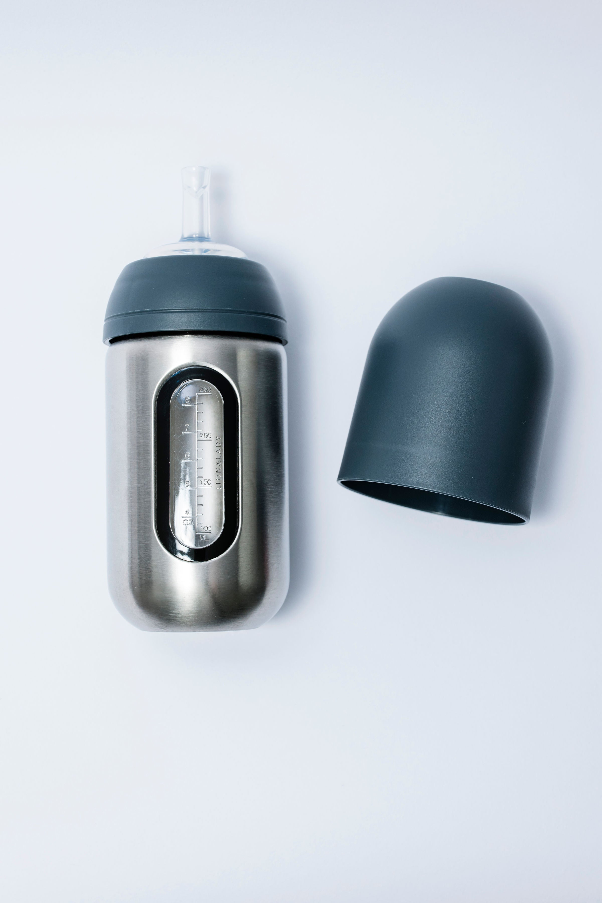 Lion and Lady Toddler Straw Cup 350ml 18/8 Stainless Steel French Navy