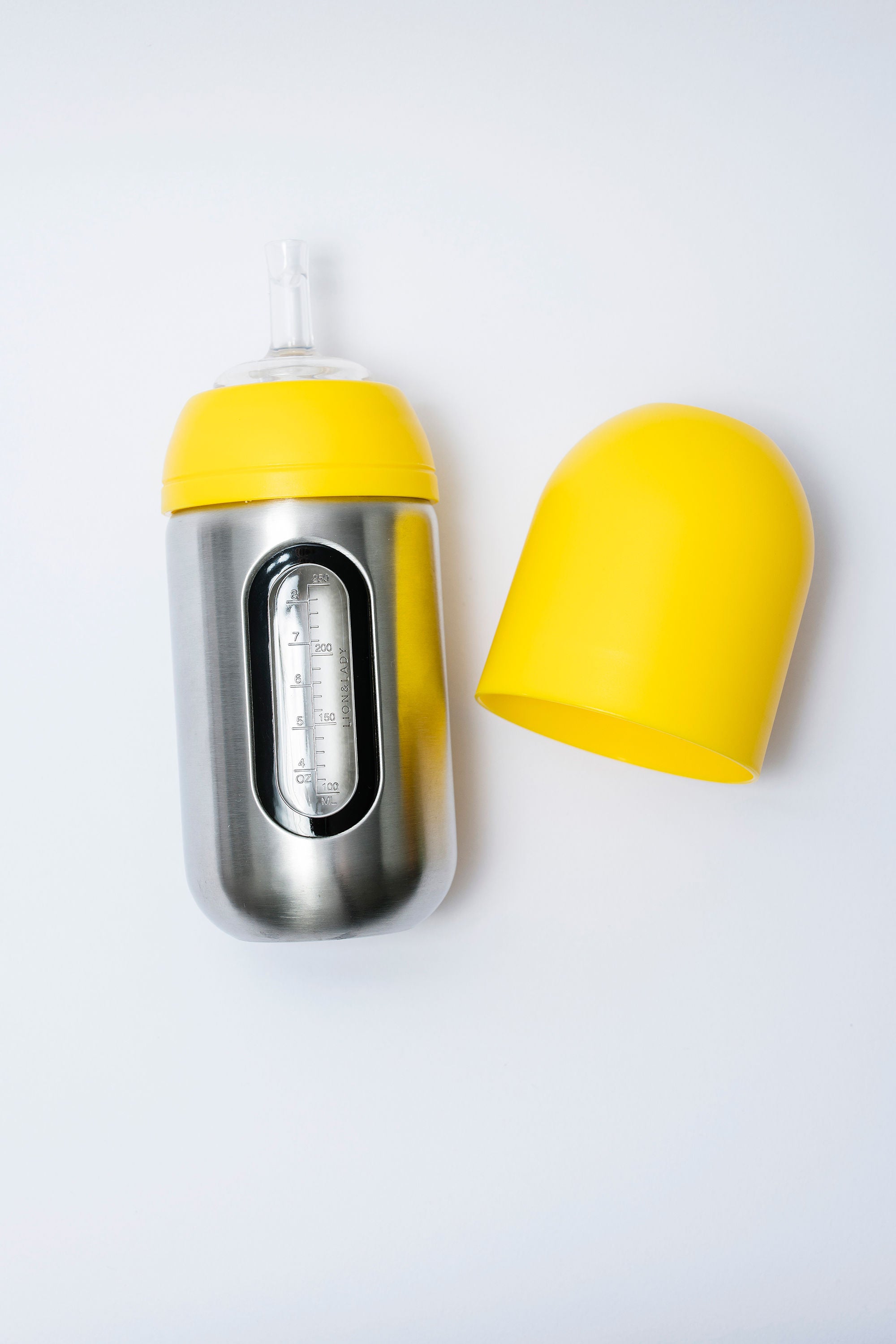 Lion and Lady Toddler Straw Cup 350ml 18/8 Stainless Steel Buttercup Yellow