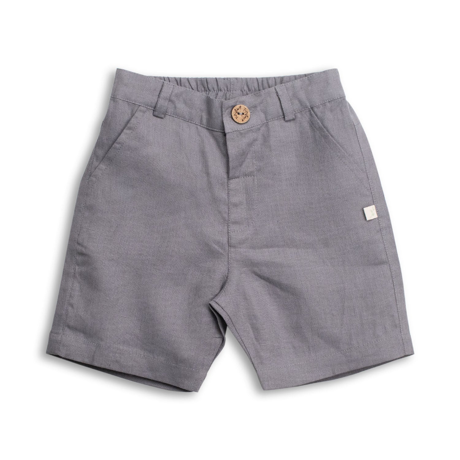 Tiny Twig Boys Dress Shorts - Steel Grey Linen