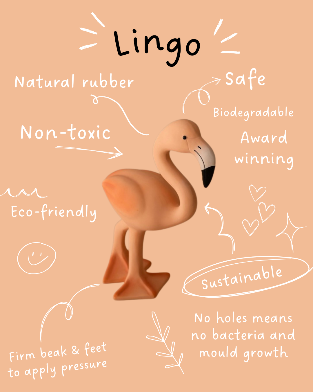 Lingo the Flamingo Teething and Bath Toy