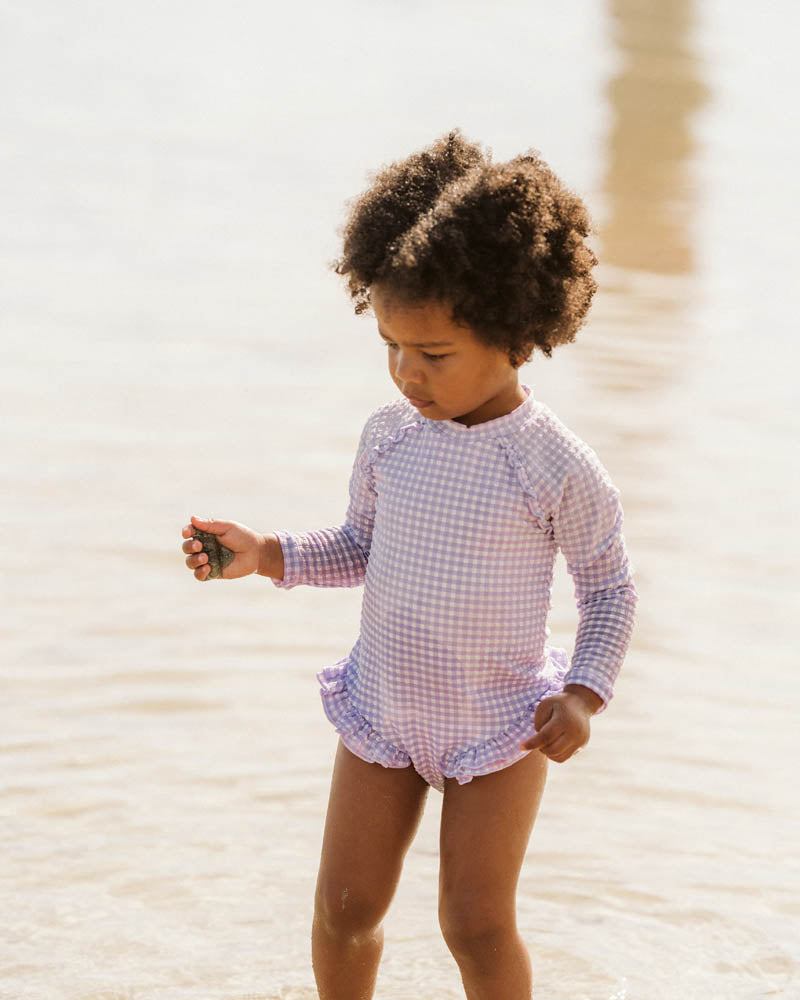 Lilac Gingham LS Sunsuit