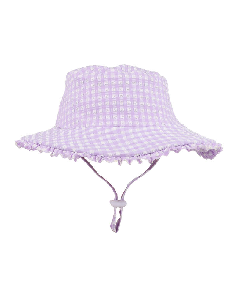 Lilac Gingham Swim Sunhat