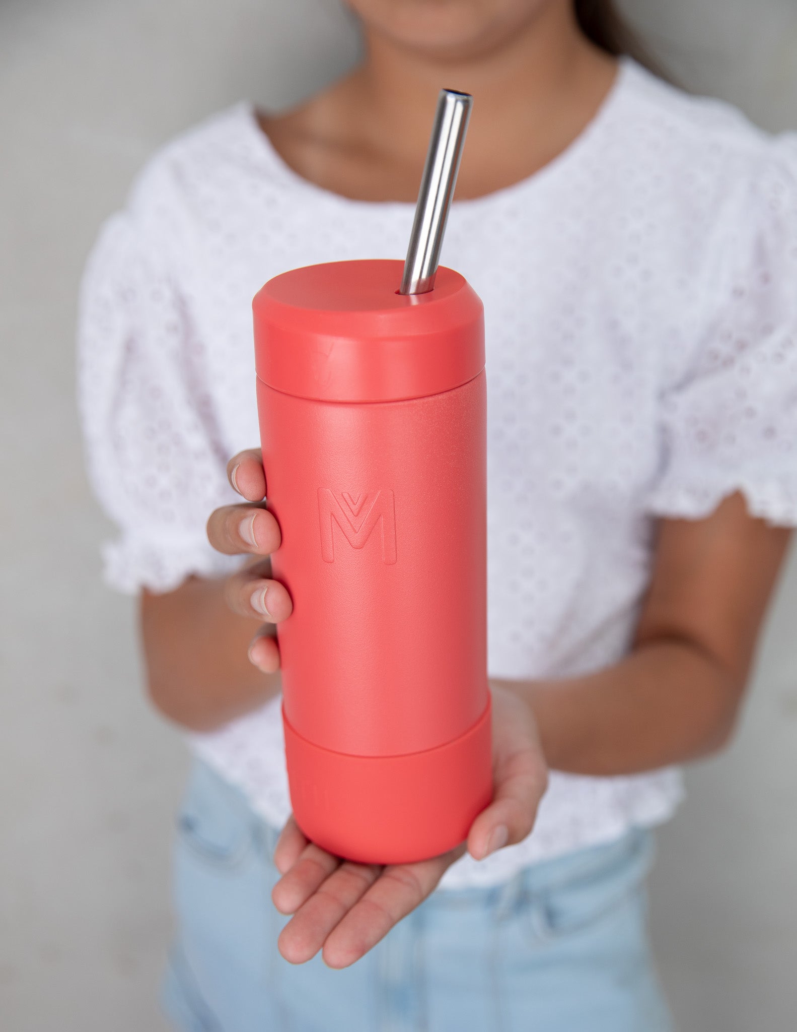 MontiiCo Fusion 350ml Smoothie Cup & Stainless Steel Straw - Watermelon