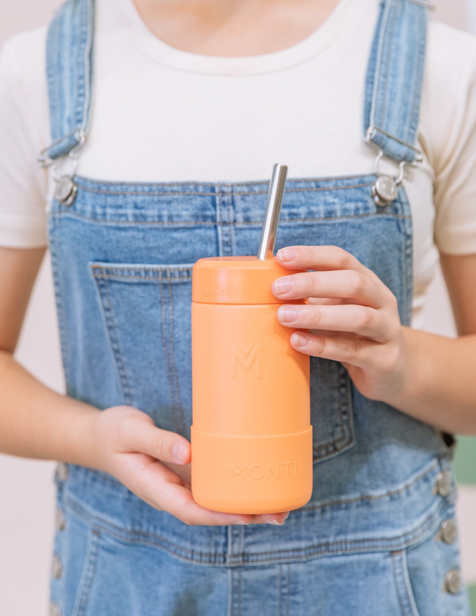 MontiiCo Fusion 350ml Smoothie Cup & Stainless Steel Straw - Tangerine