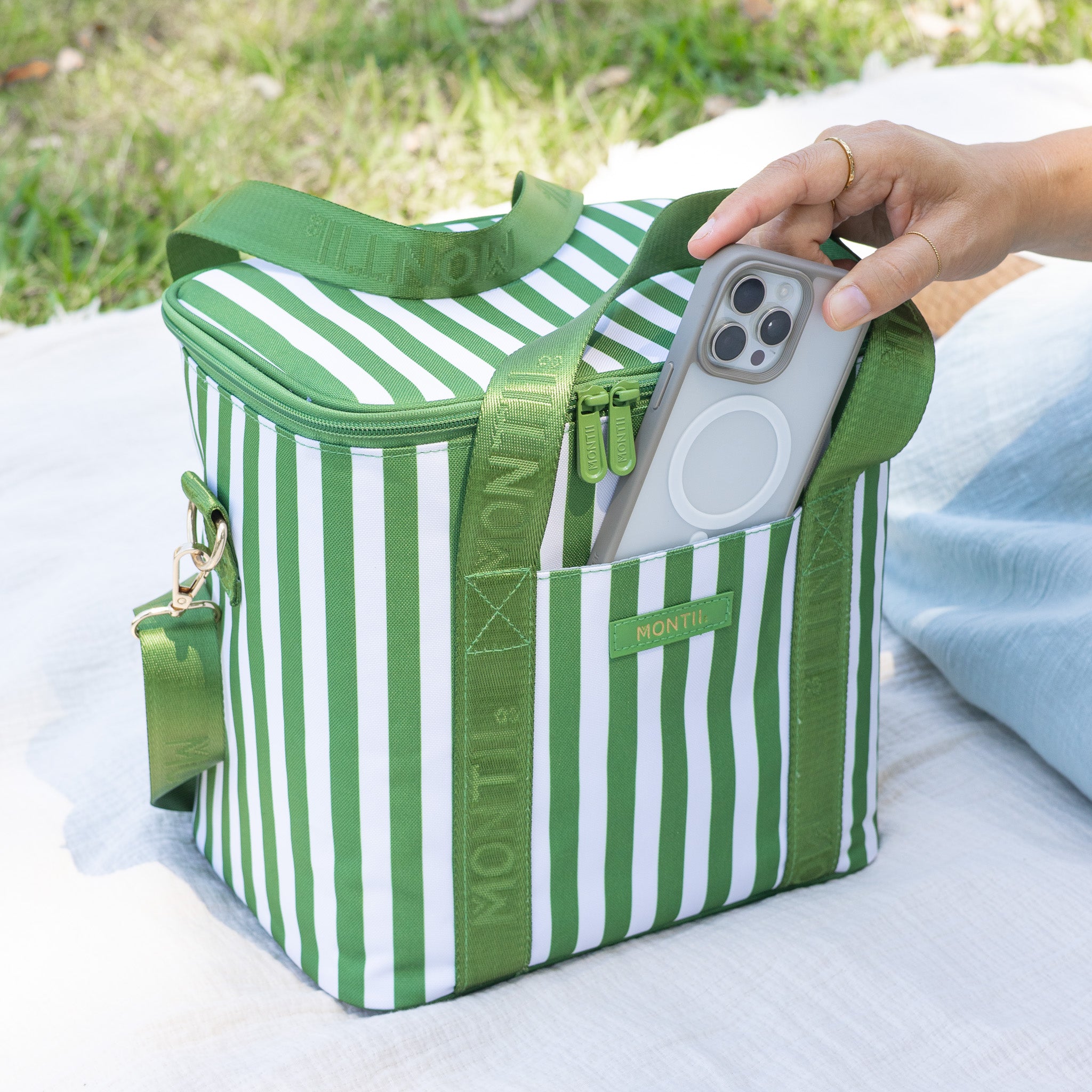 MontiiCo Midi Cooler Bag - Pickle Stripe