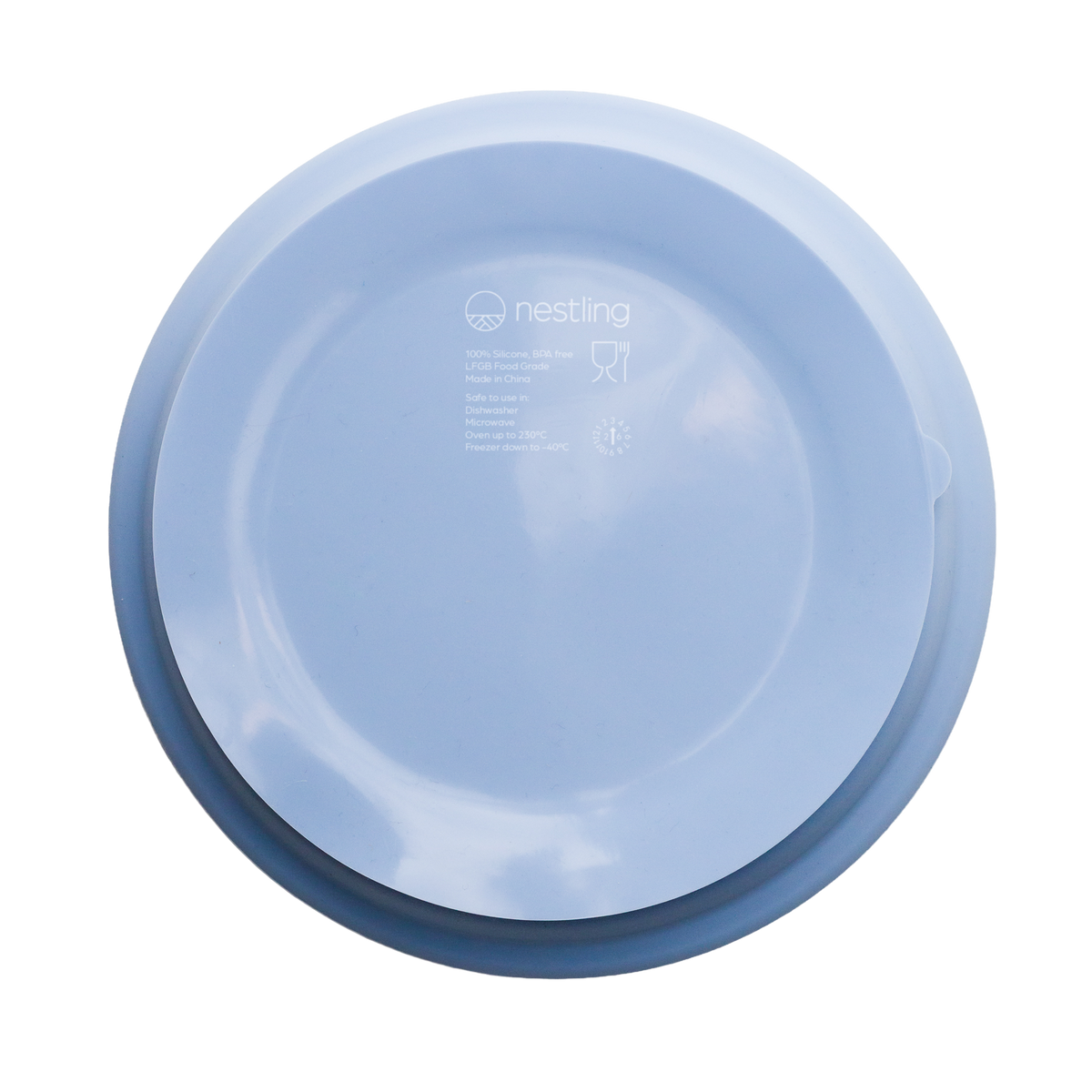Nestling Stainless Steel Divided Suction Plate 20cm Dusty Blue