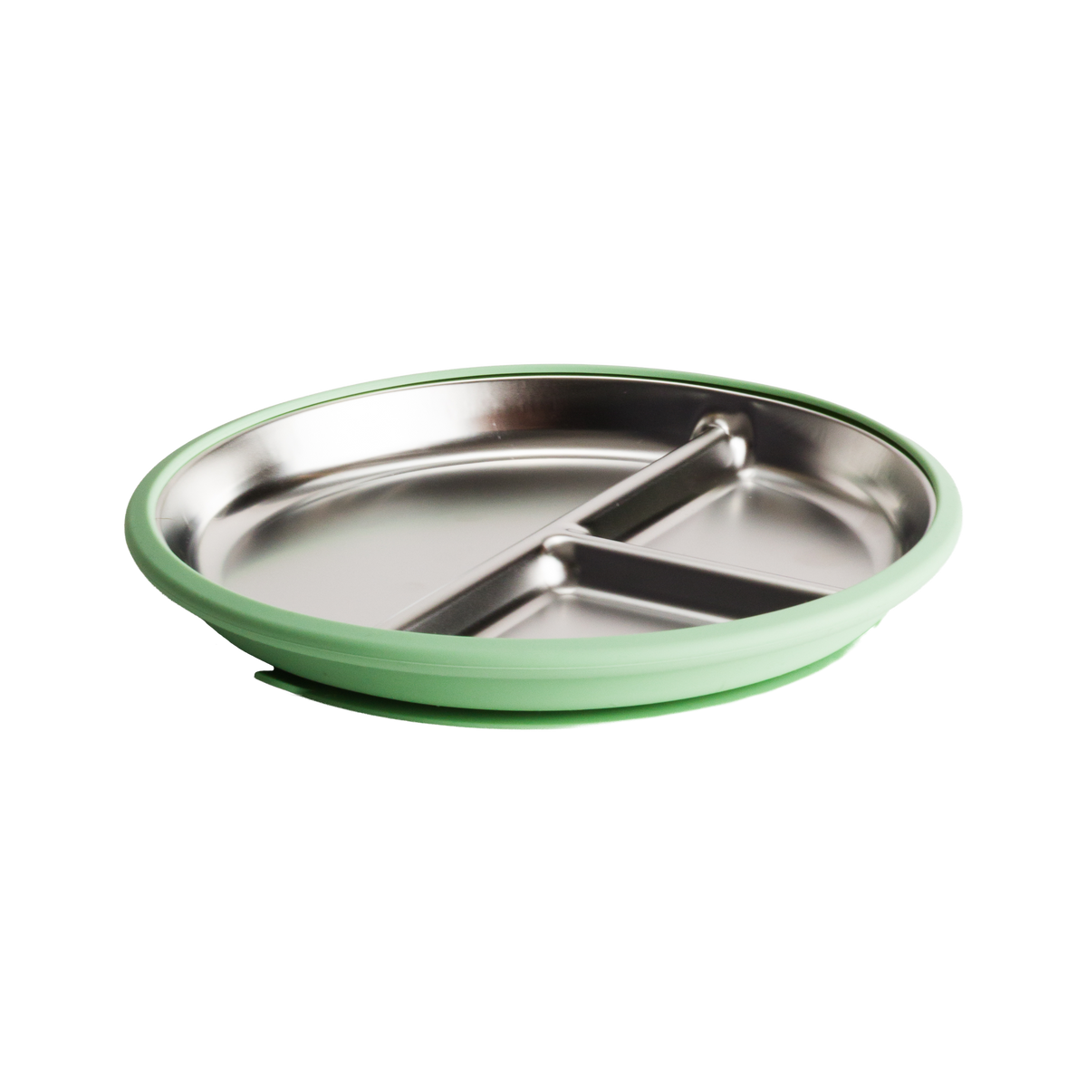 Nestling Stainless Steel Divided Suction Plate 20cm Sage