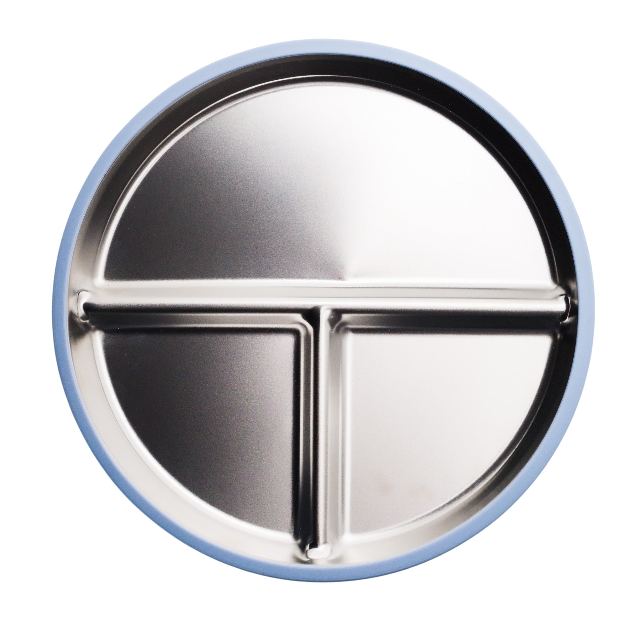 Nestling Stainless Steel Divided Suction Plate 23cm Dusty Blue